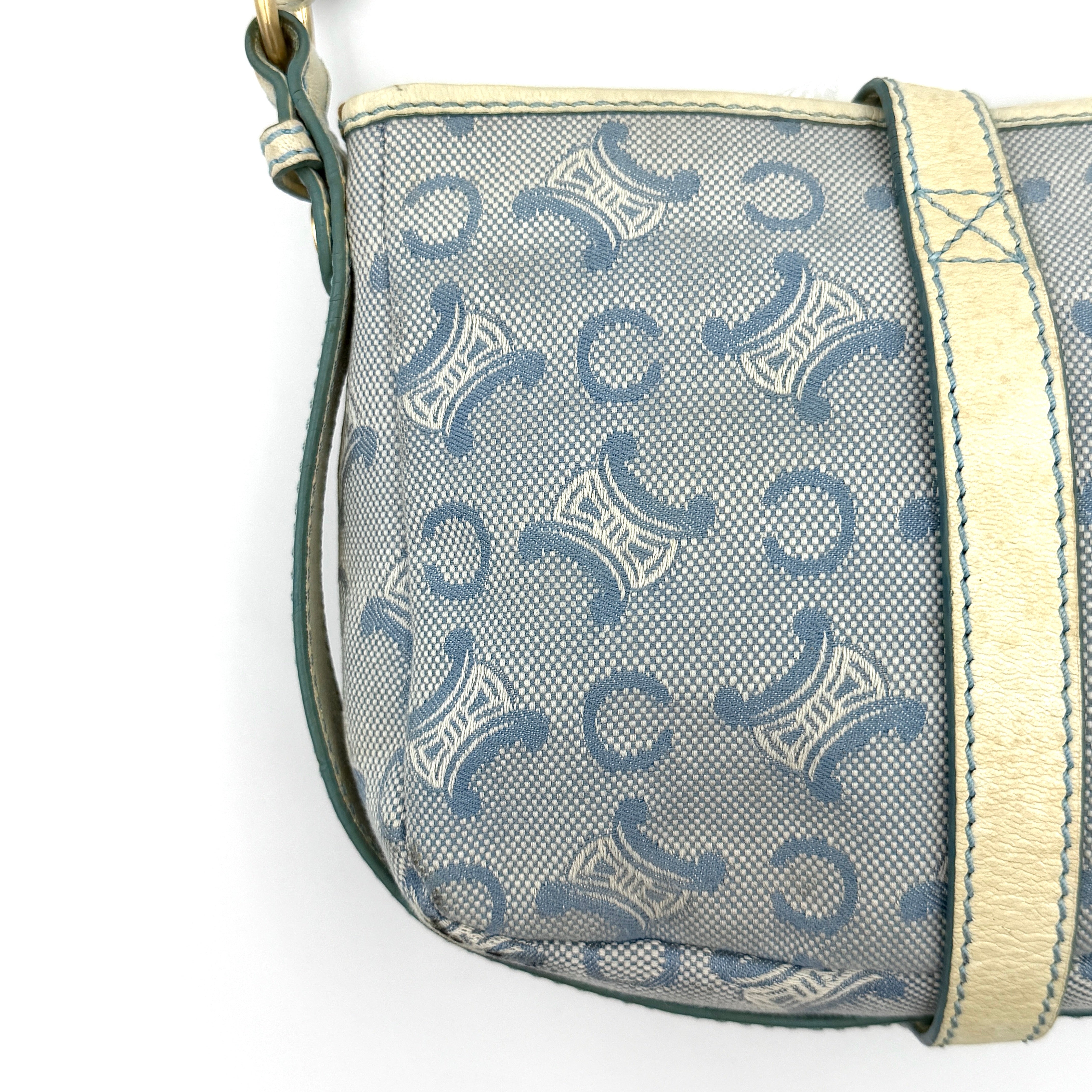 Celine Macdam Canvas Crossbody Bag Blue/White