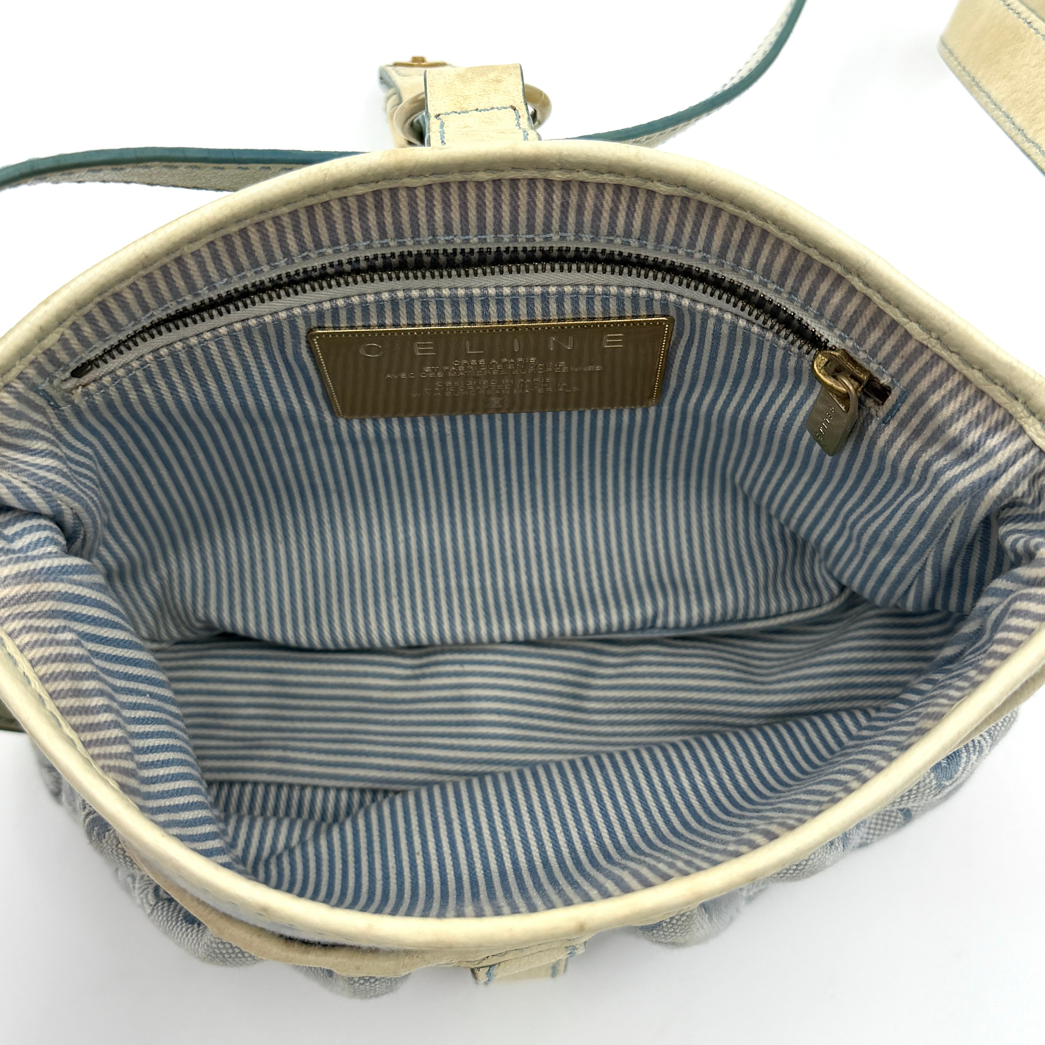 Celine Macdam Canvas Crossbody Bag Blue/White