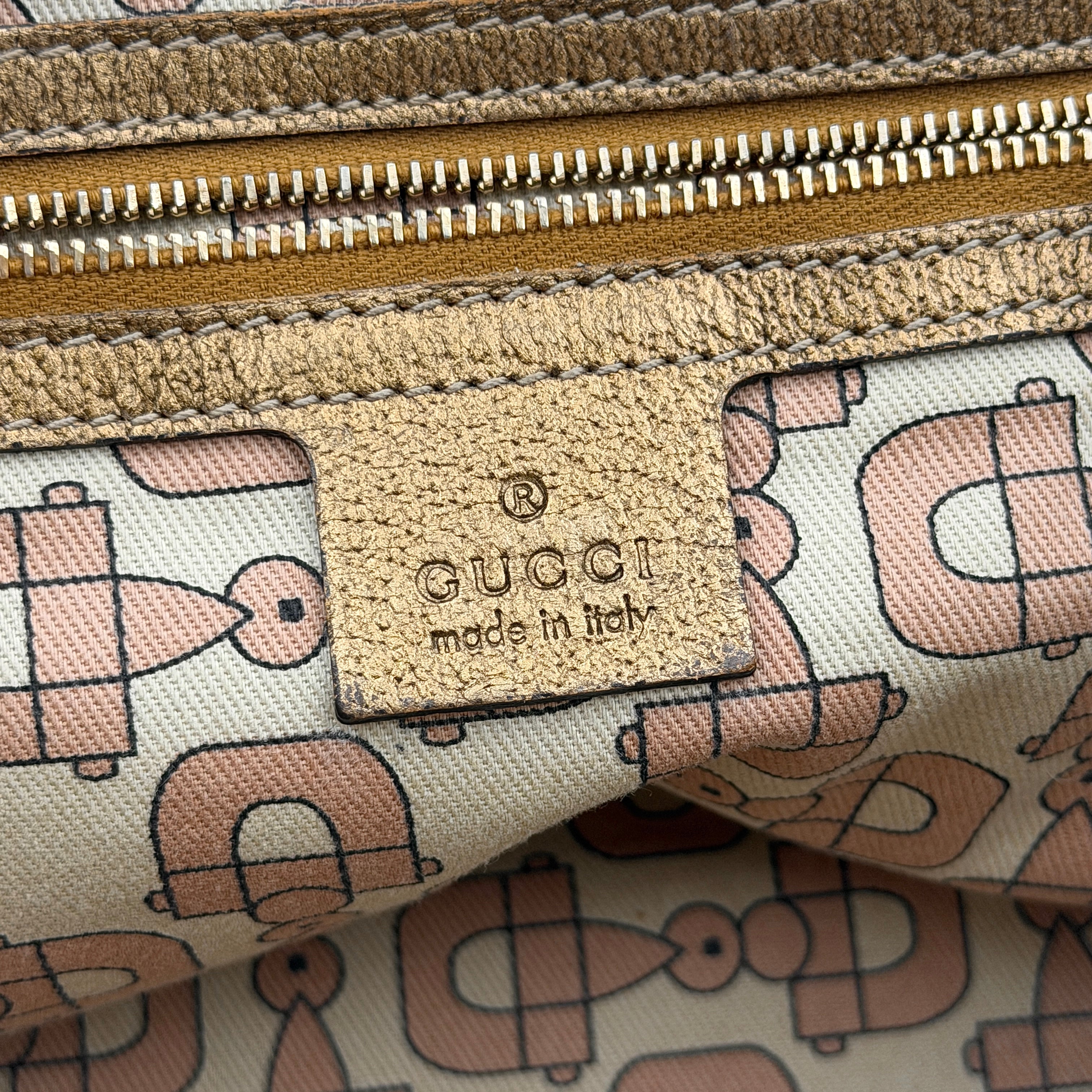 Gucci GG Canvas Mini Jolicoeur Shoulder Bag Beige/Gold