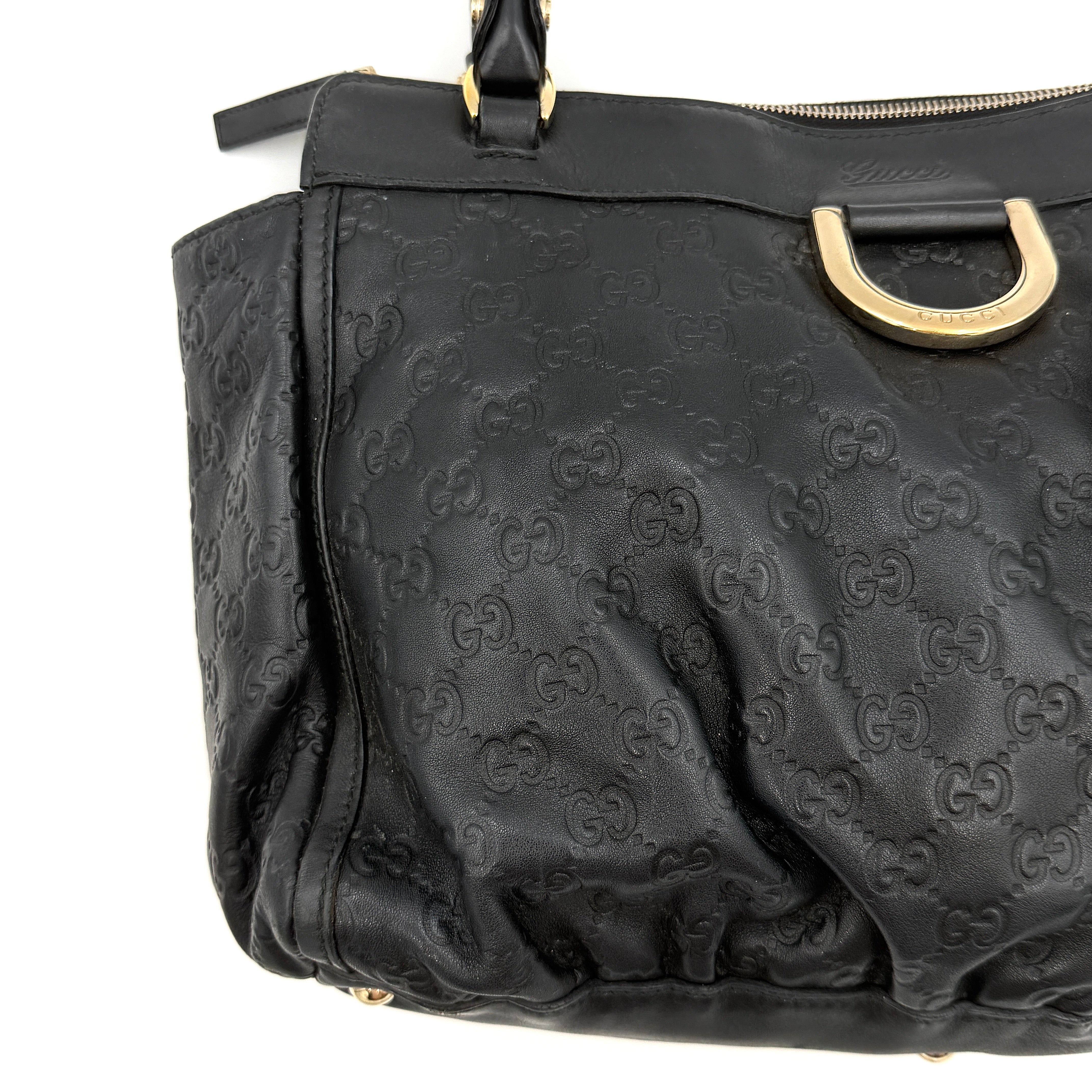 Gucci GG Monogram Guccissima Abbey Shoulder Bag Black