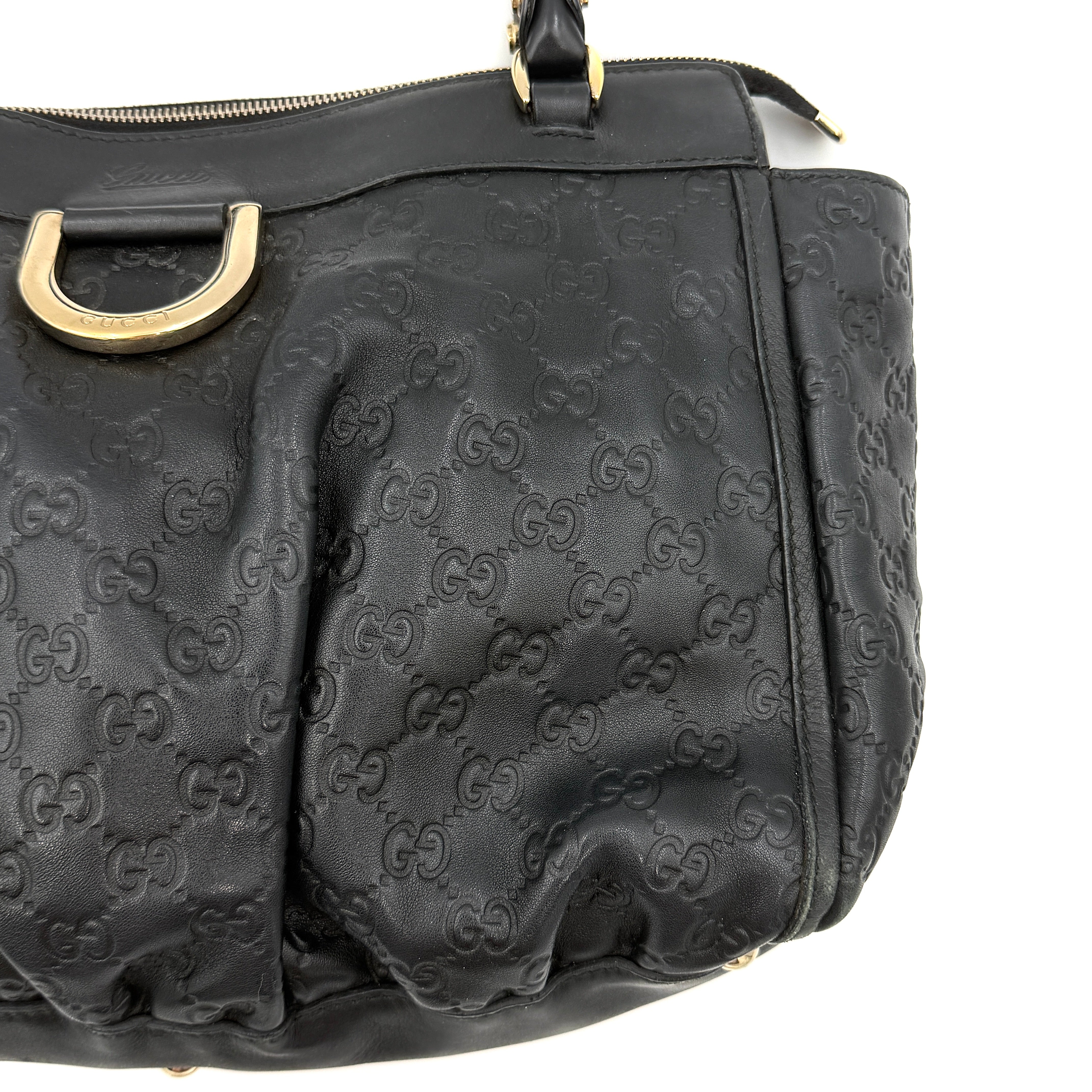 Gucci GG Monogram Guccissima Abbey Shoulder Bag Black