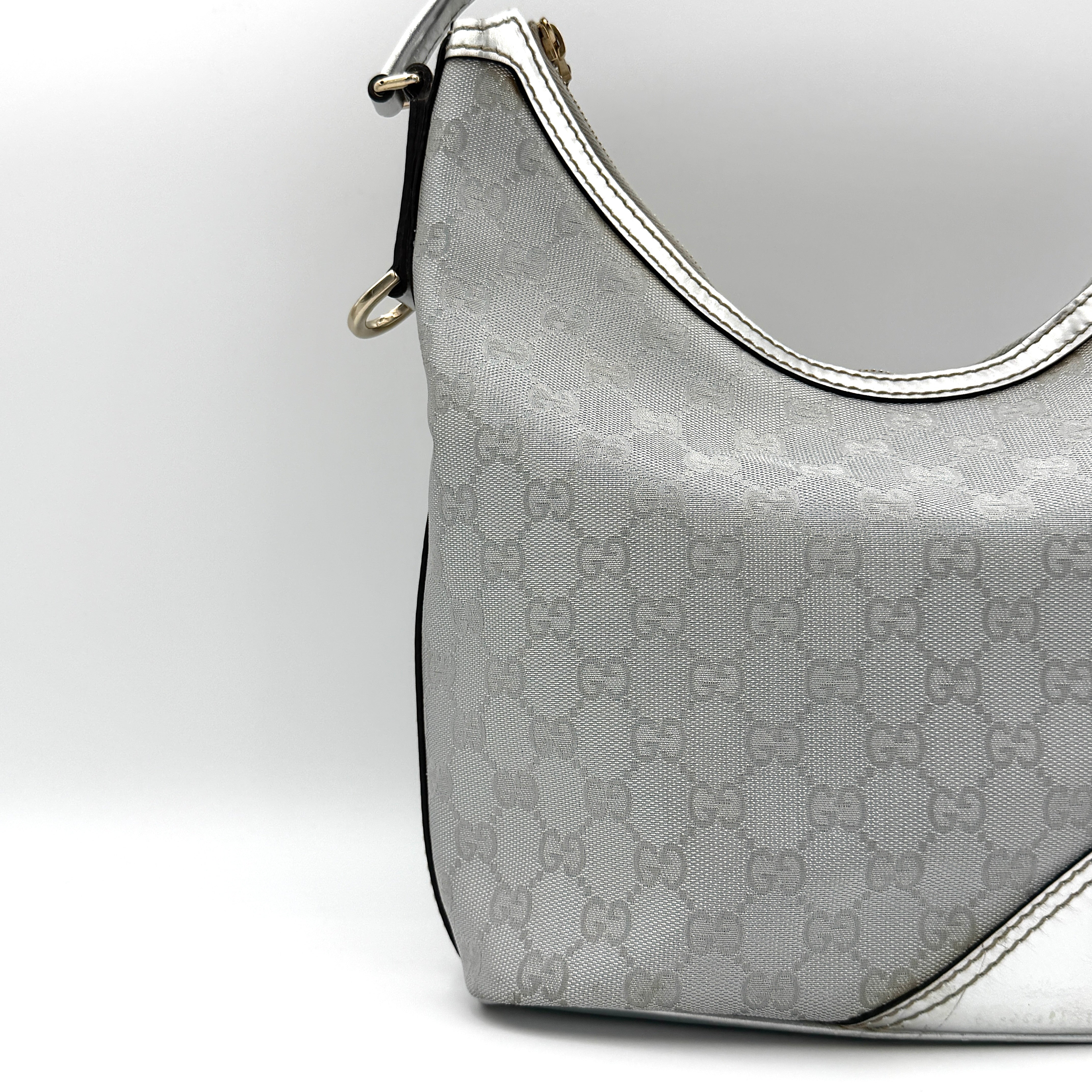 Gucci GG Monogram Britt Hobo Shoulder Bag Silver