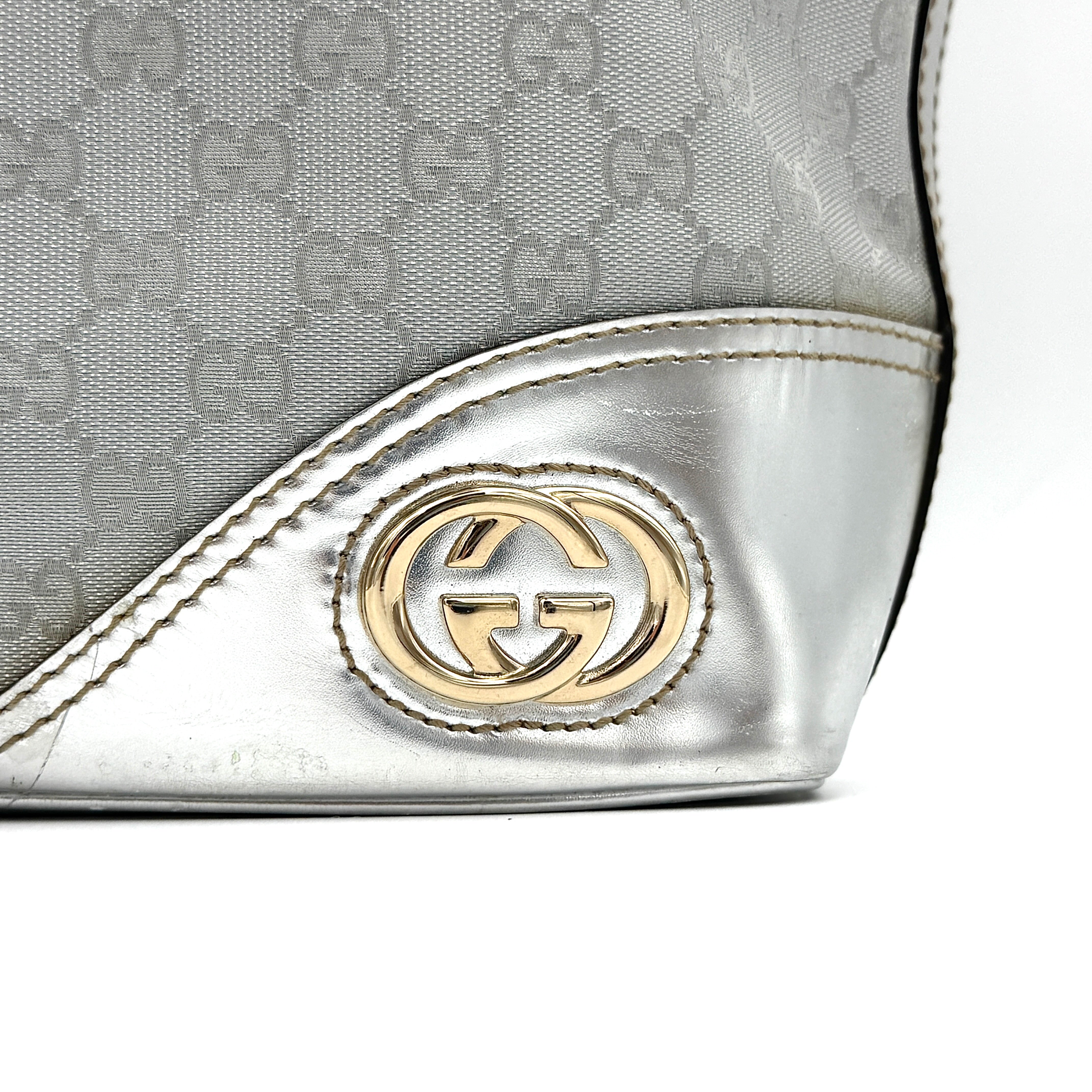 Gucci GG Monogram Britt Hobo Shoulder Bag Silver