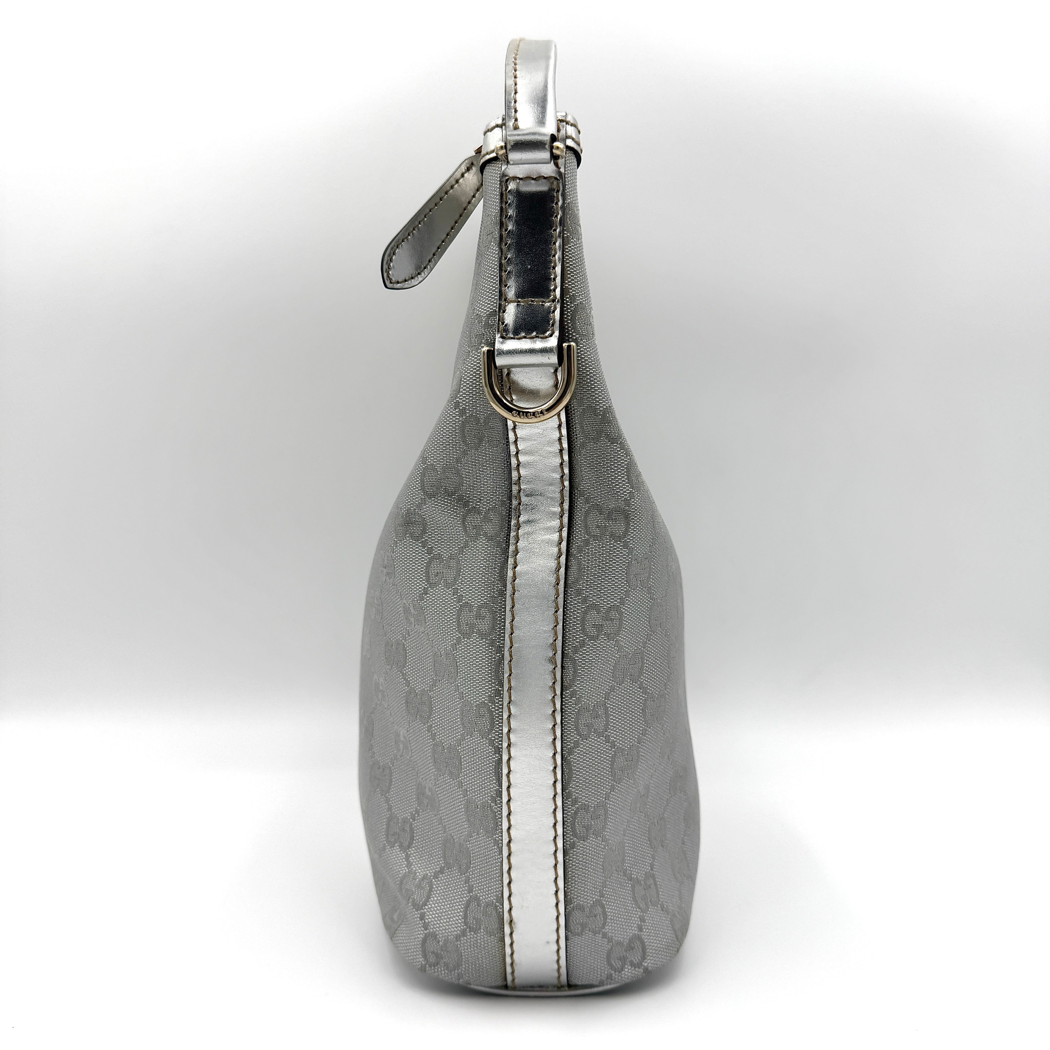 Gucci GG Monogram Britt Hobo Shoulder Bag Silver
