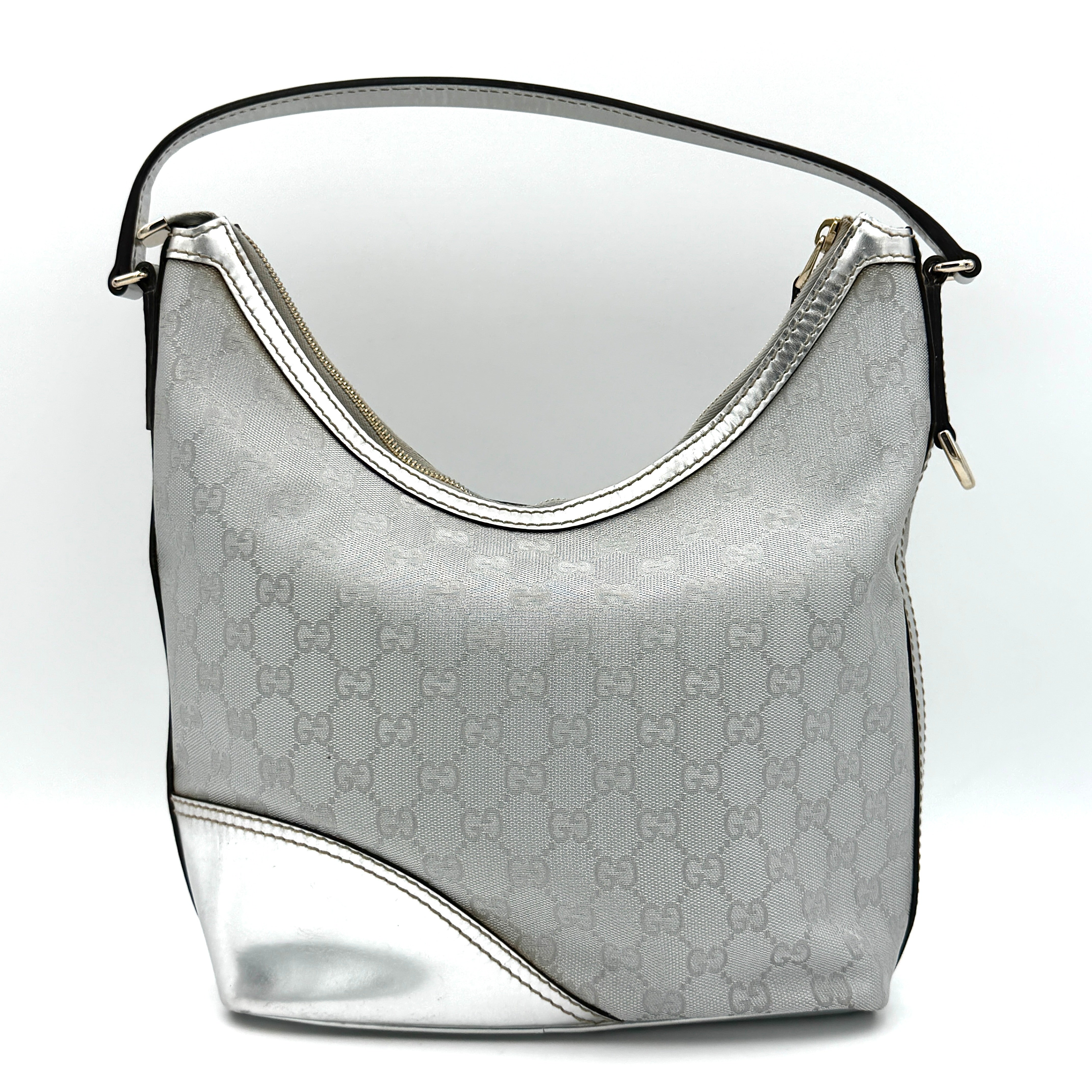 Gucci GG Monogram Britt Hobo Shoulder Bag Silver