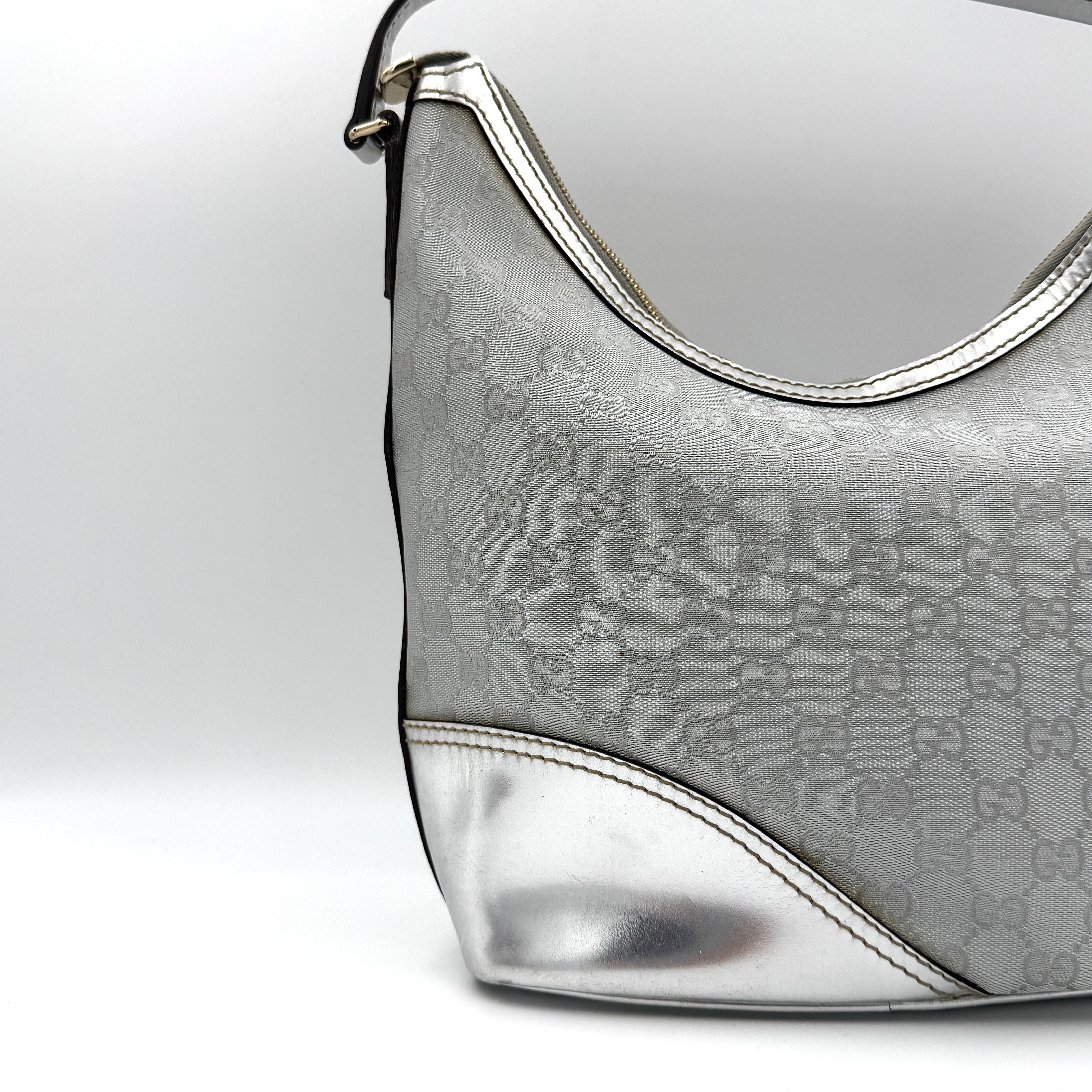 Gucci GG Monogram Britt Hobo Shoulder Bag Silver