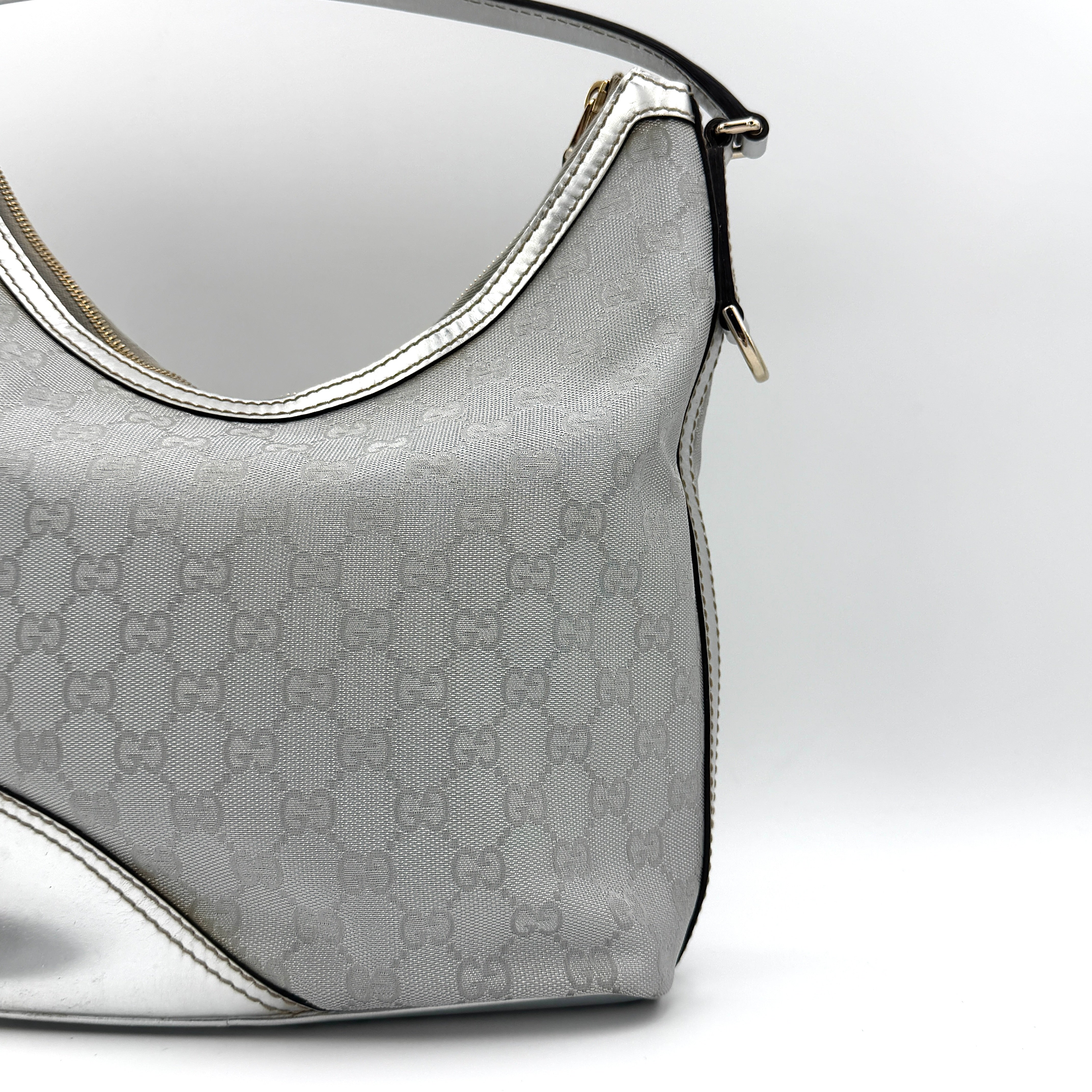 Gucci GG Monogram Britt Hobo Shoulder Bag Silver