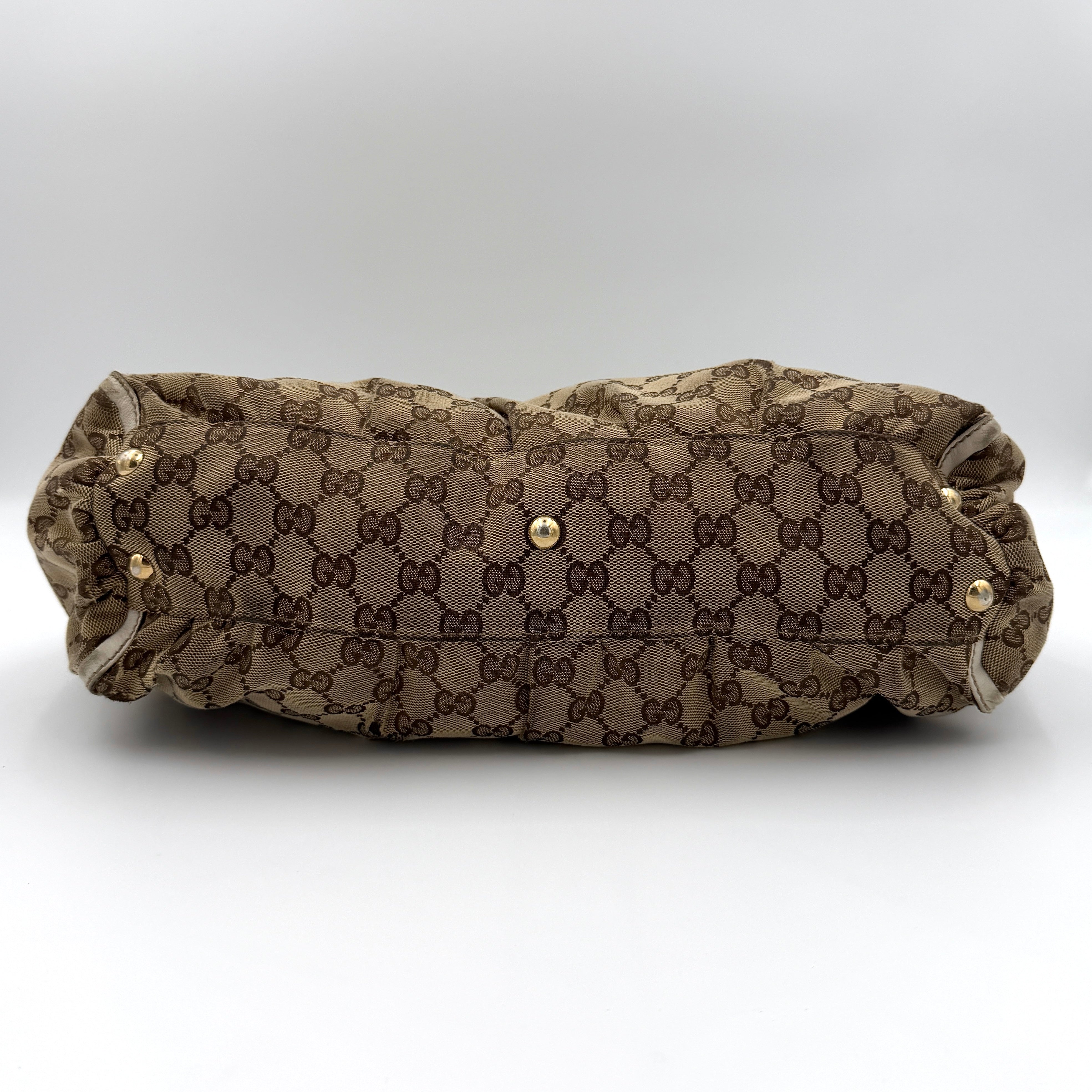 Gucci GG Monogram Abbey D-Ring Shoulder Bag Beige/White