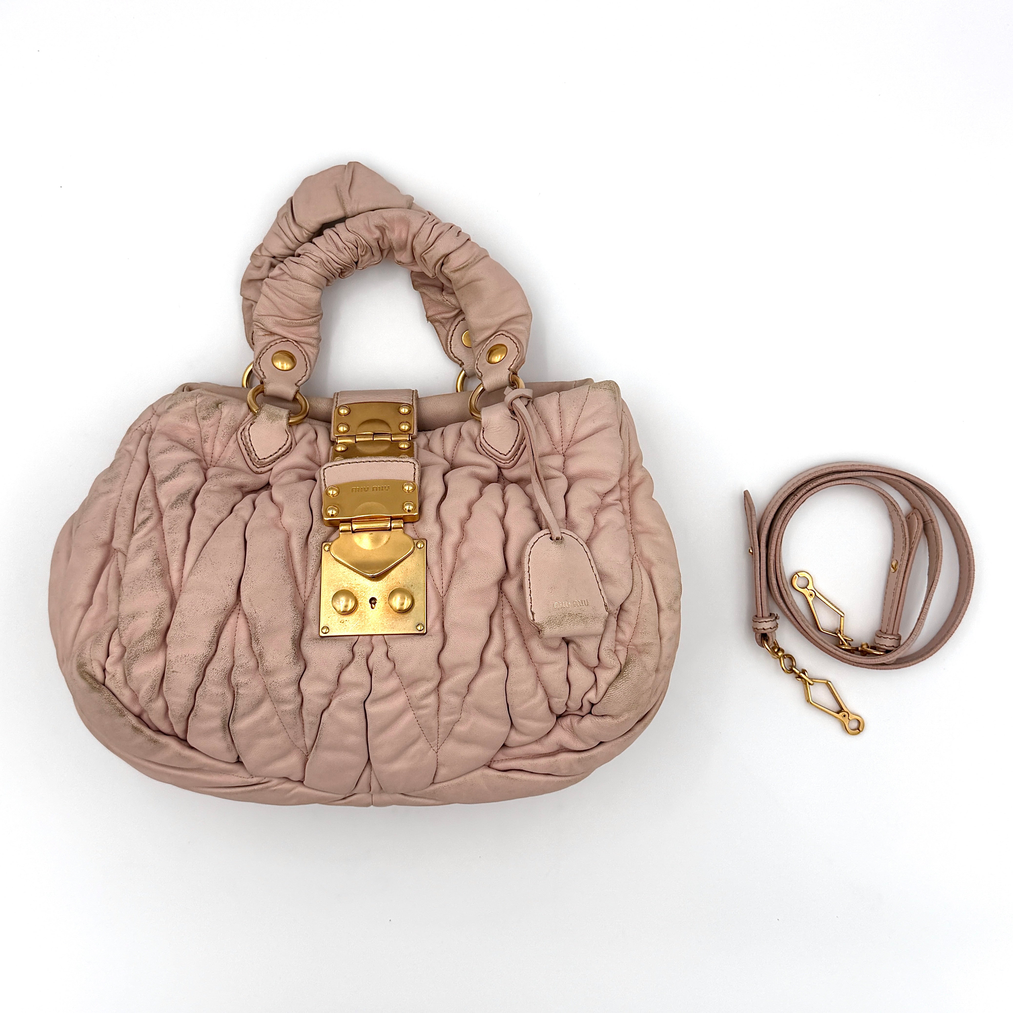 Miu Miu 2Way Matelasse Bauletto Shoulder Bag Pink