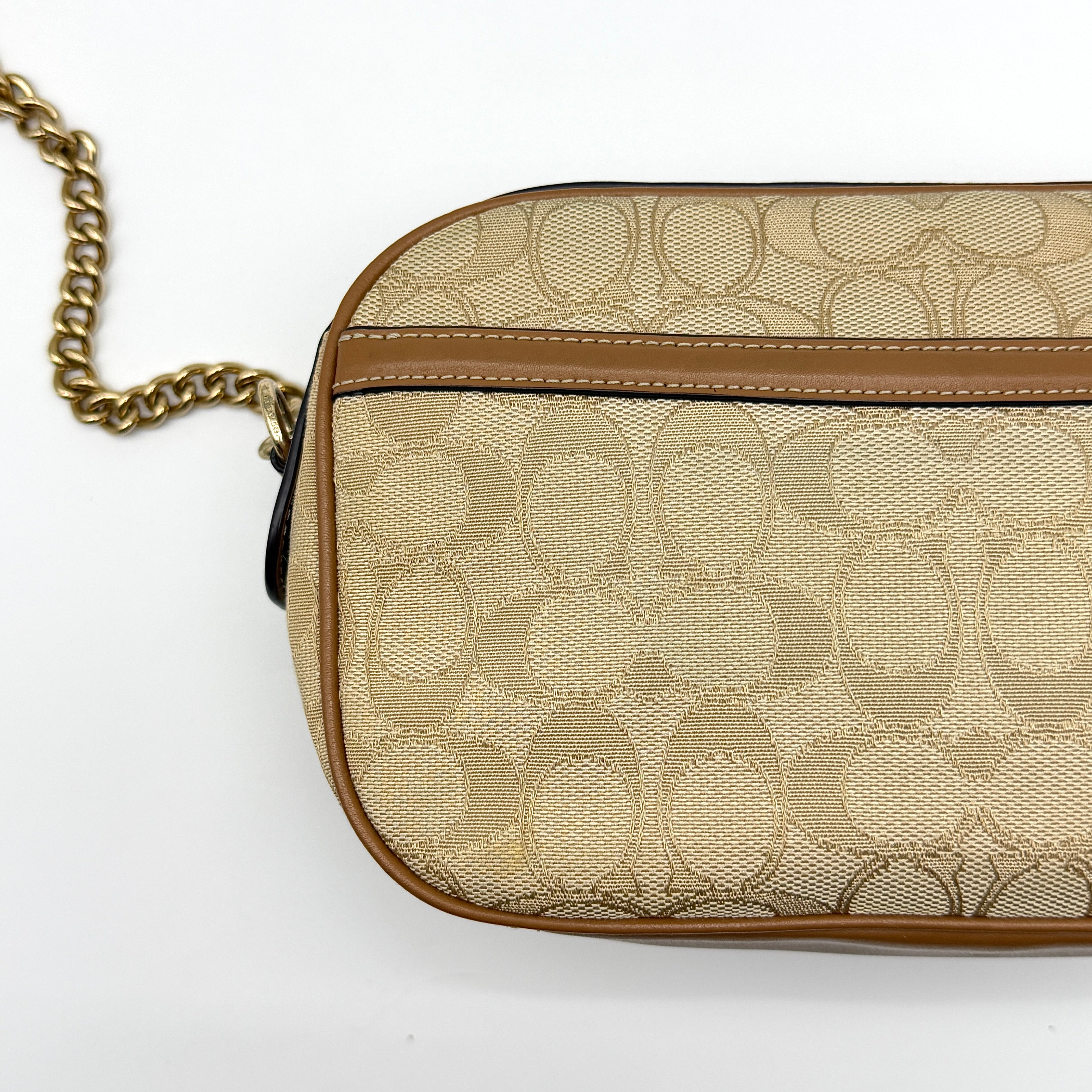 Coach Signature Isla Chain Crossbody Bag Beige/Brown