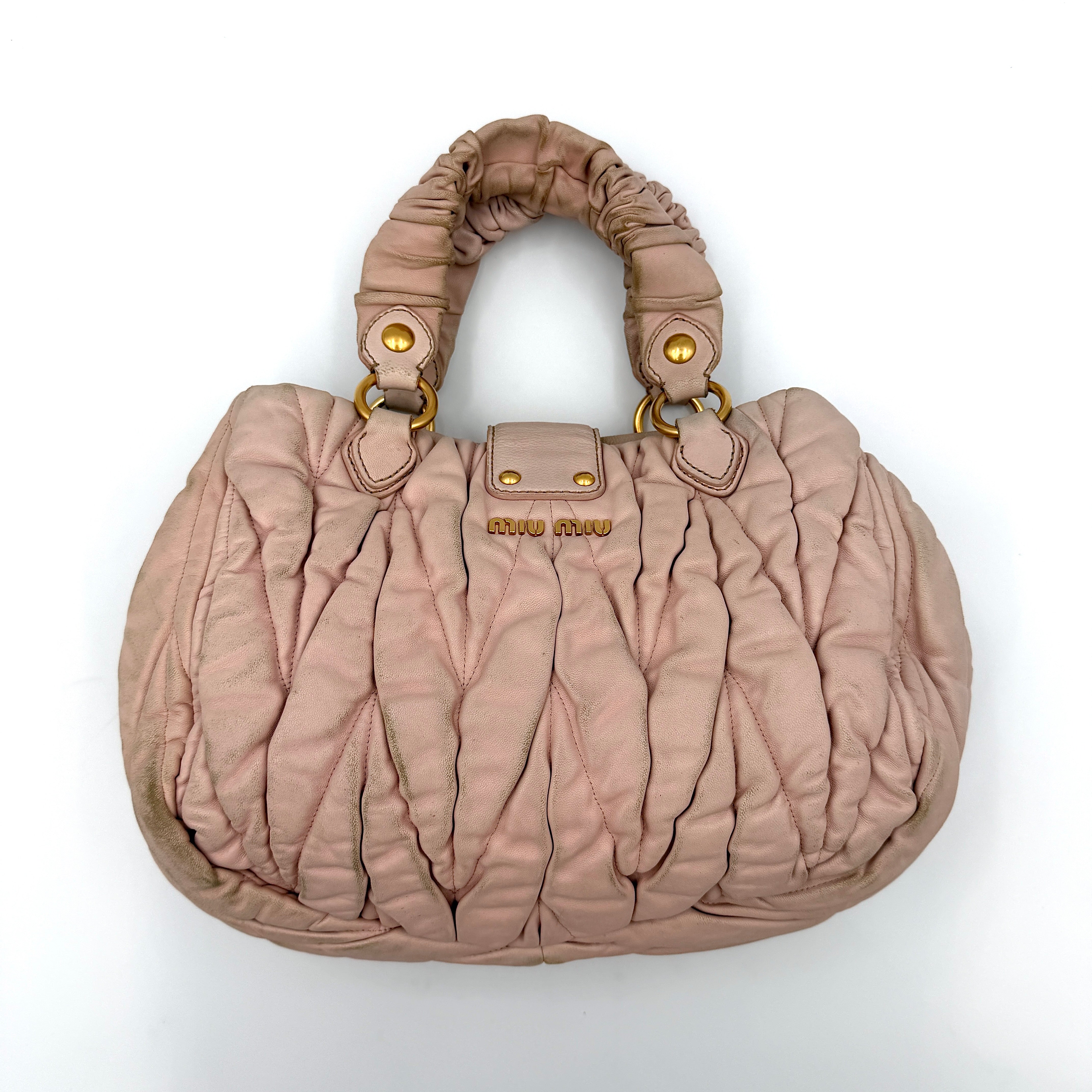 Miu Miu 2Way Matelasse Bauletto Shoulder Bag Pink