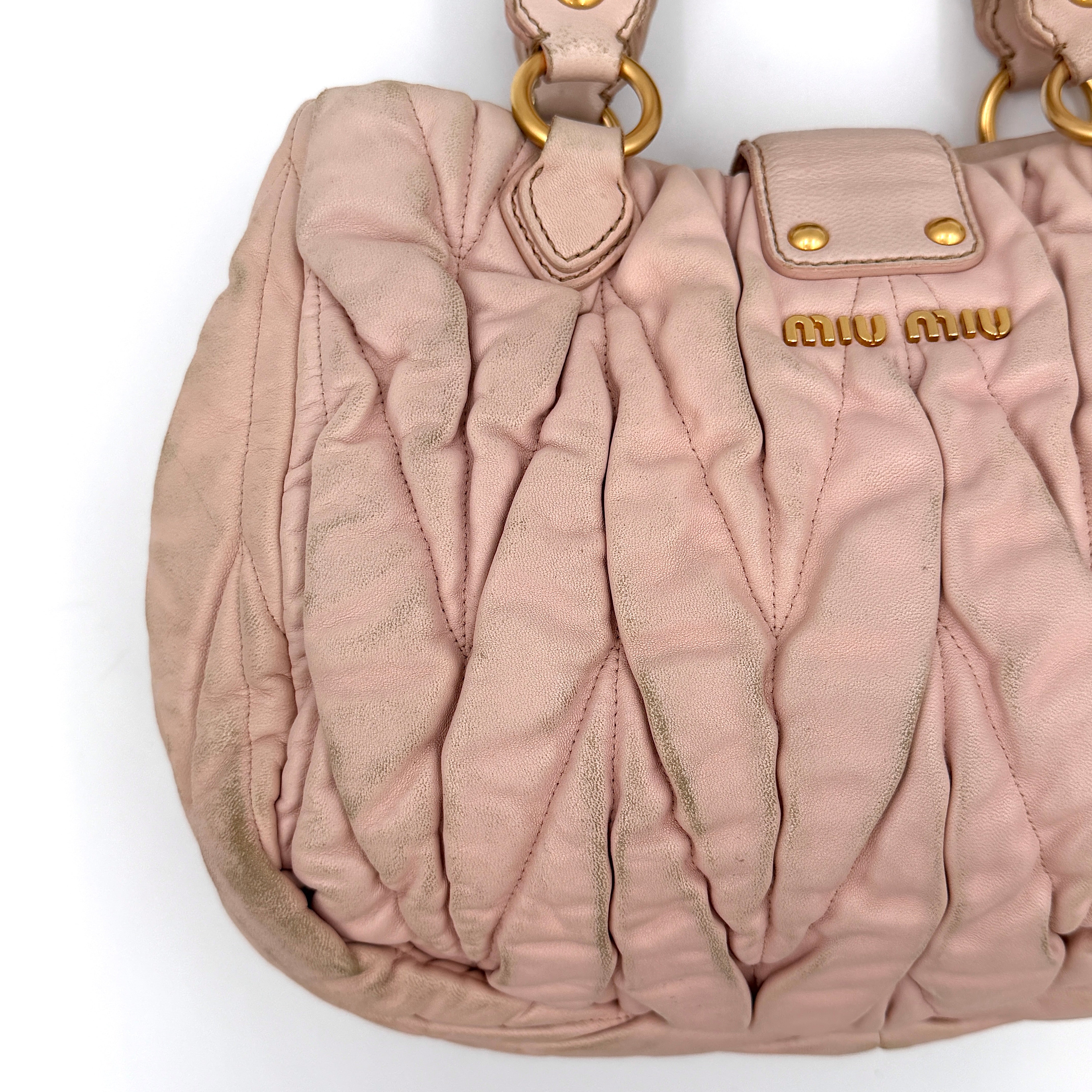 Miu Miu 2Way Matelasse Bauletto Shoulder Bag Pink