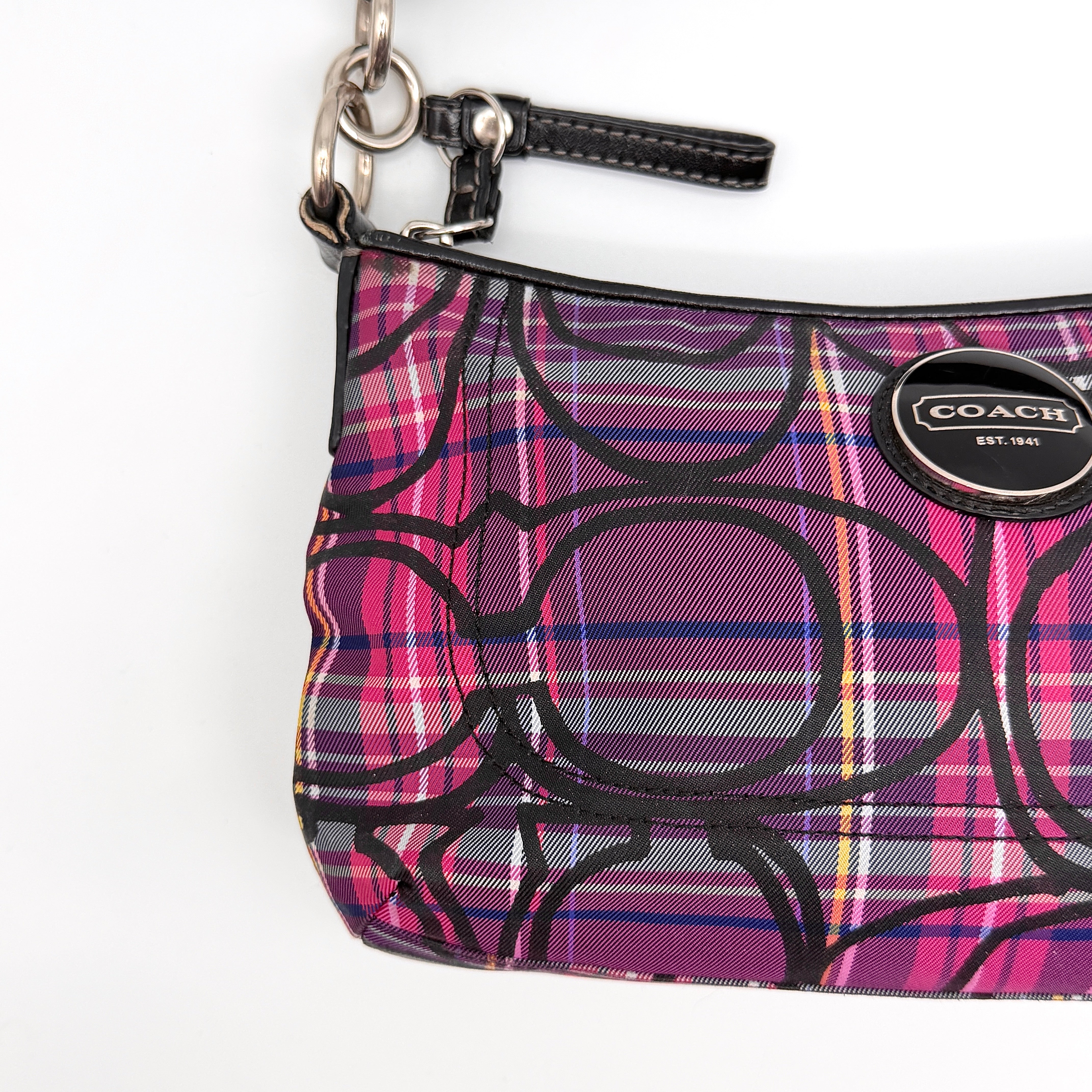Coach 2Way Signature Poppy Tartan Shoulder Bag Multi