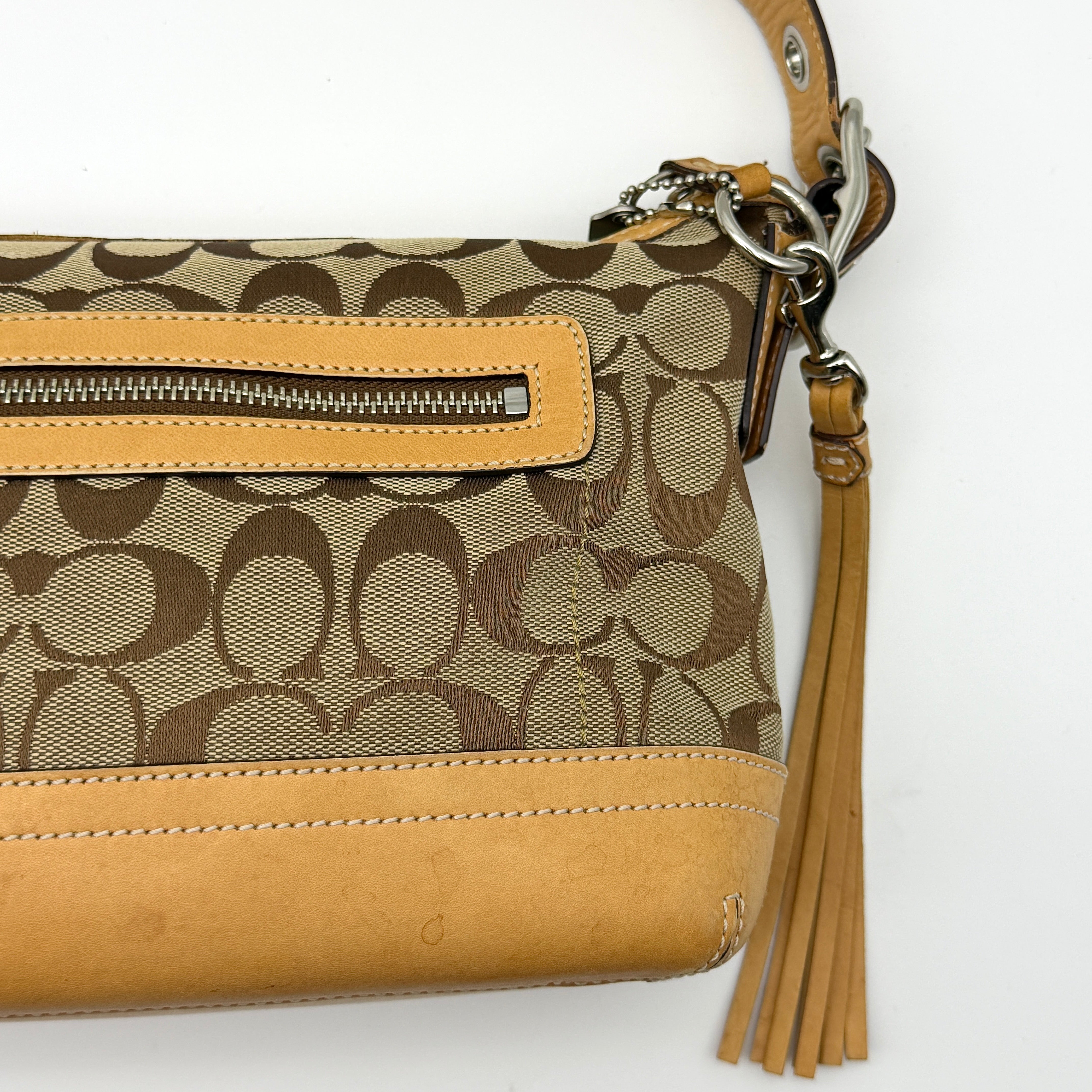 Coach Signature East West Shoulder Bag Beige