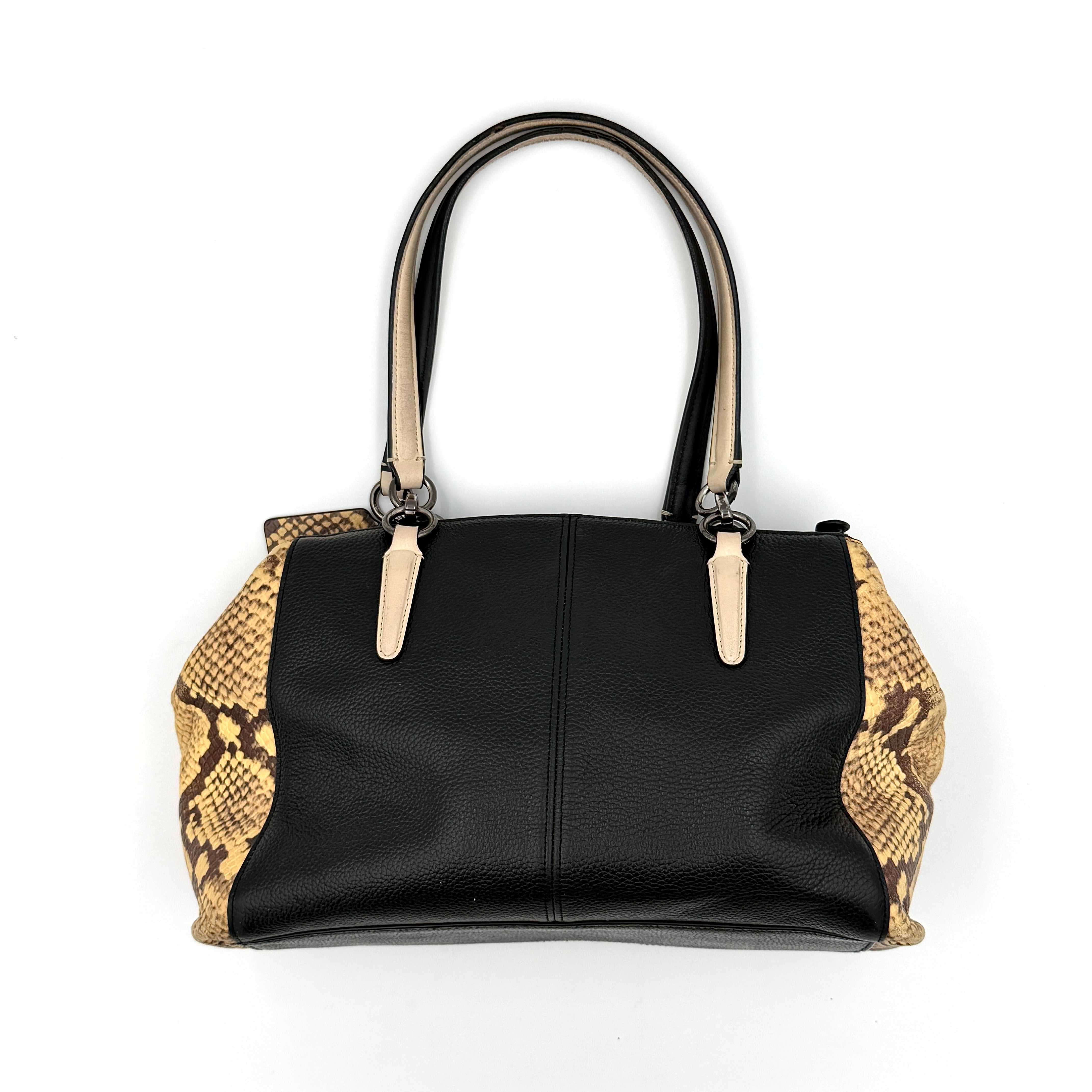 Coach 2Way Christie Carryall Snake Embossed Shoulder Bag Black