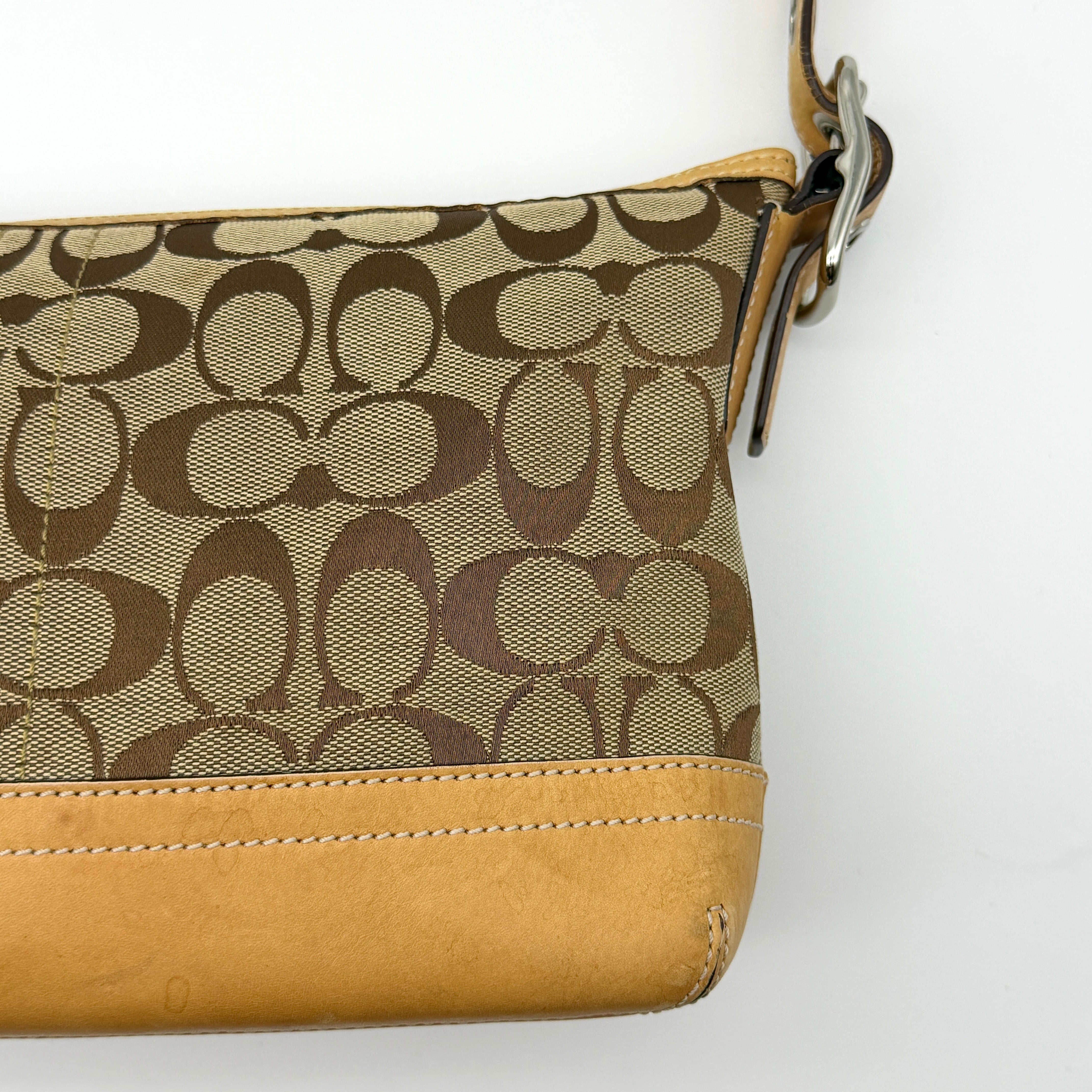 Coach Signature East West Shoulder Bag Beige