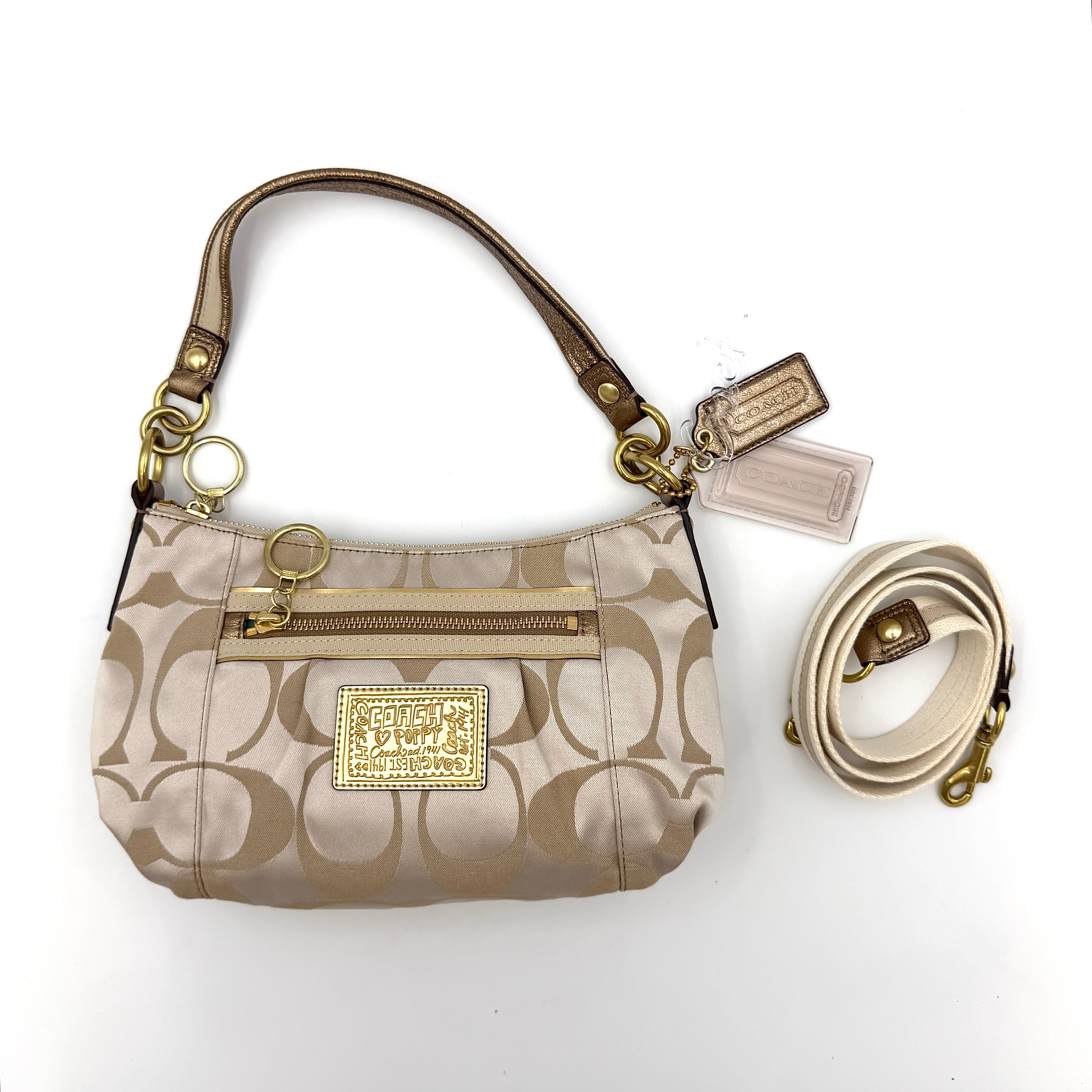 Coach 2Way Poppy Shoulder Bag Beige/Gold