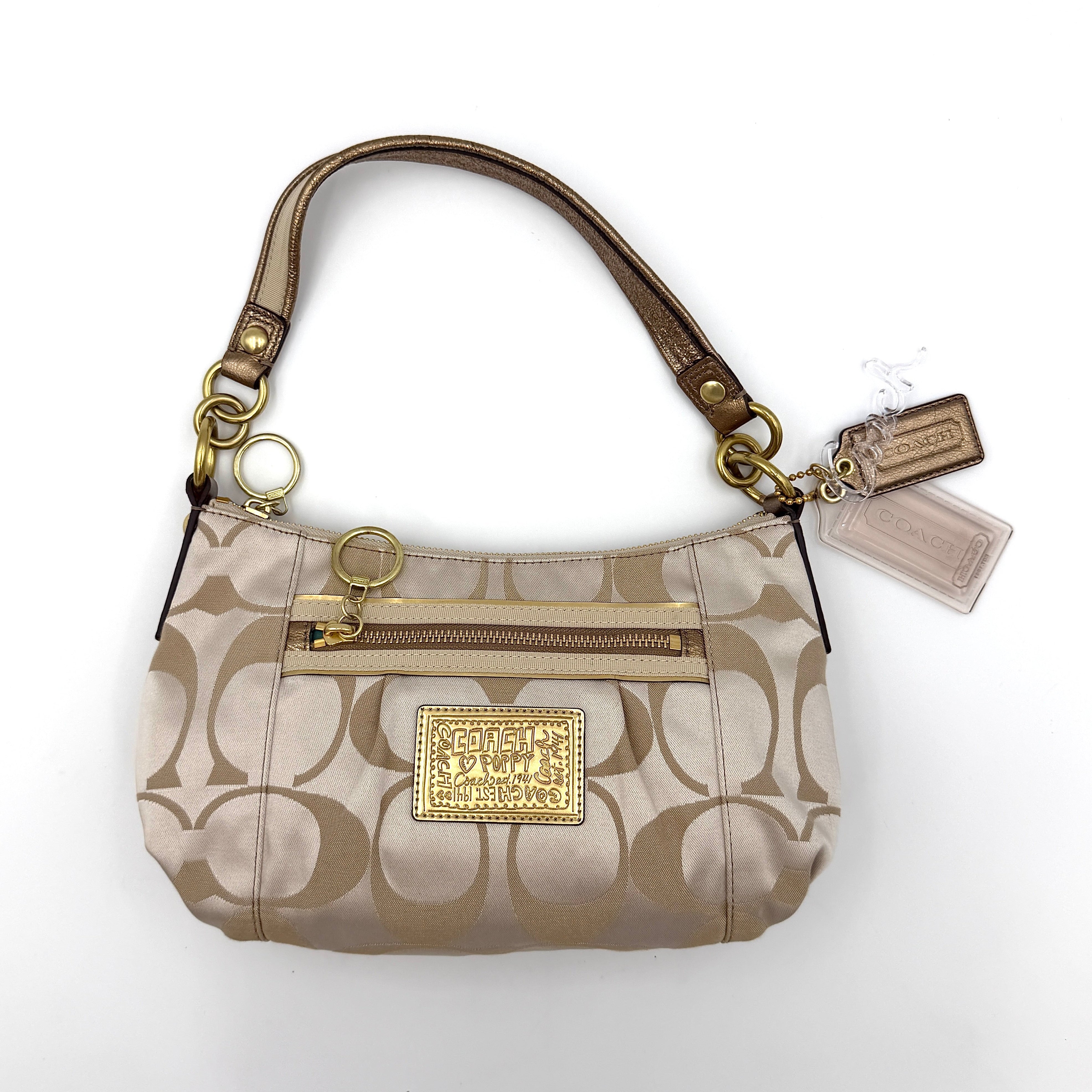Coach 2Way Poppy Shoulder Bag Beige/Gold