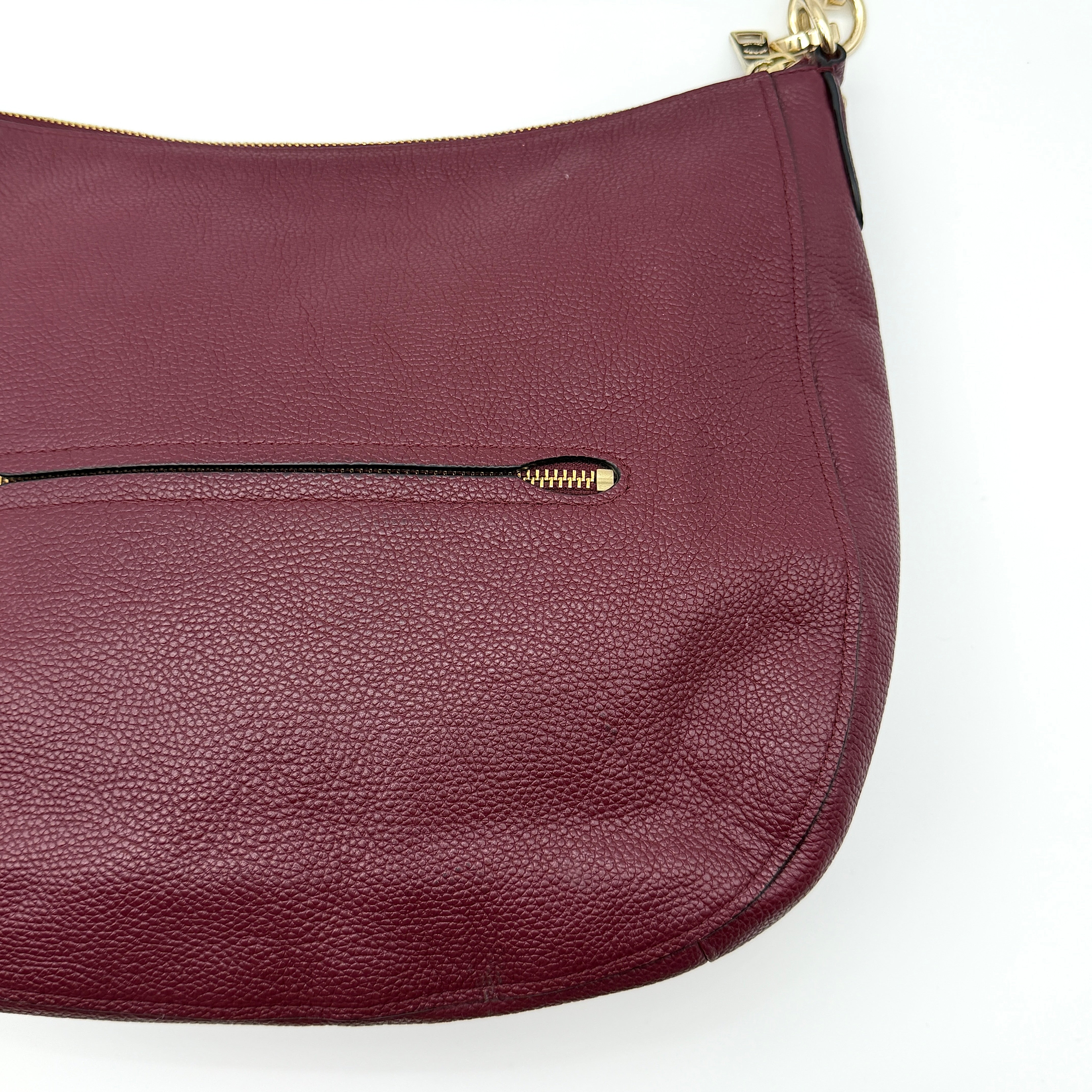 Coach 2Way Chelsea Hobo Leather Shoulder Bag Burgundy