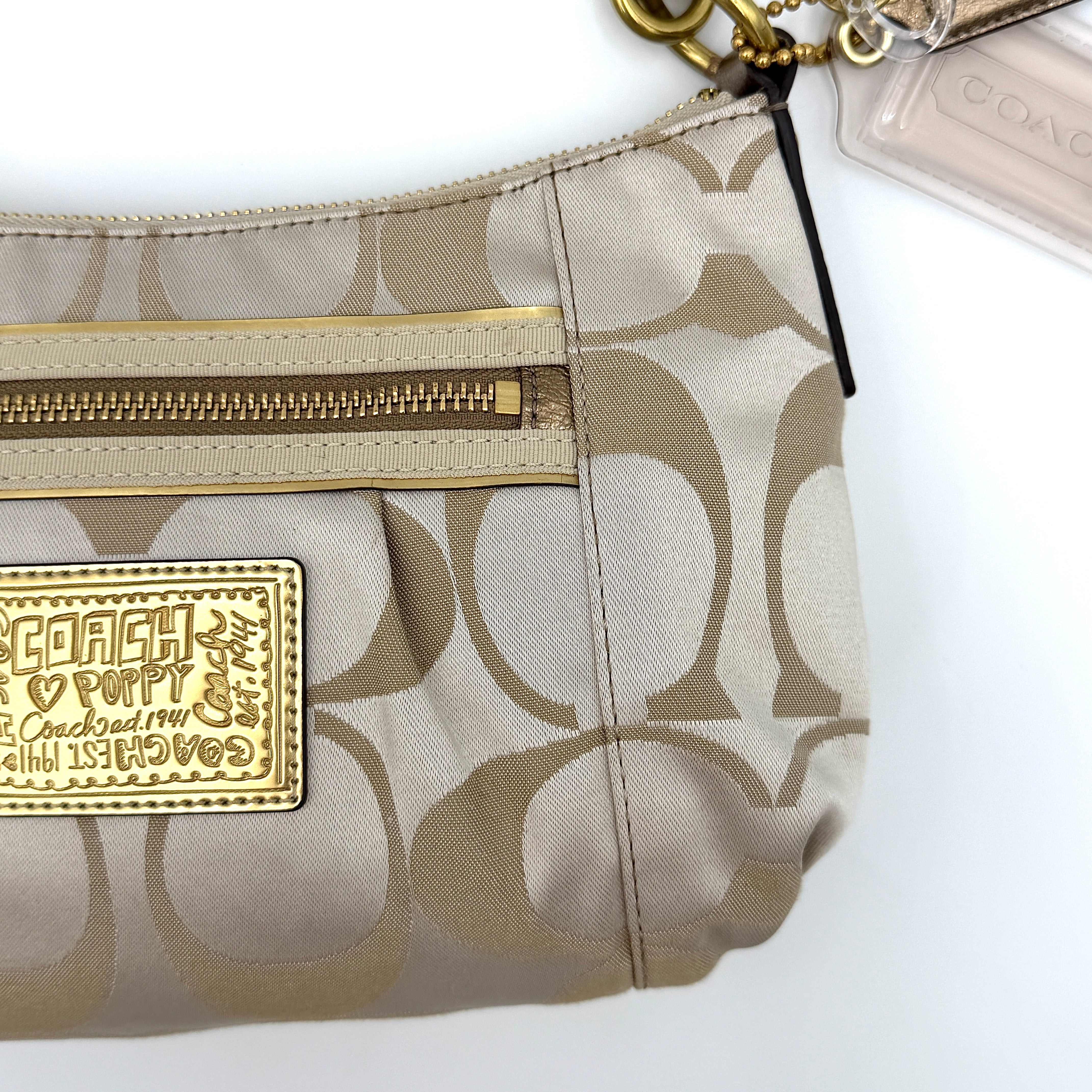 Coach 2Way Poppy Shoulder Bag Beige/Gold