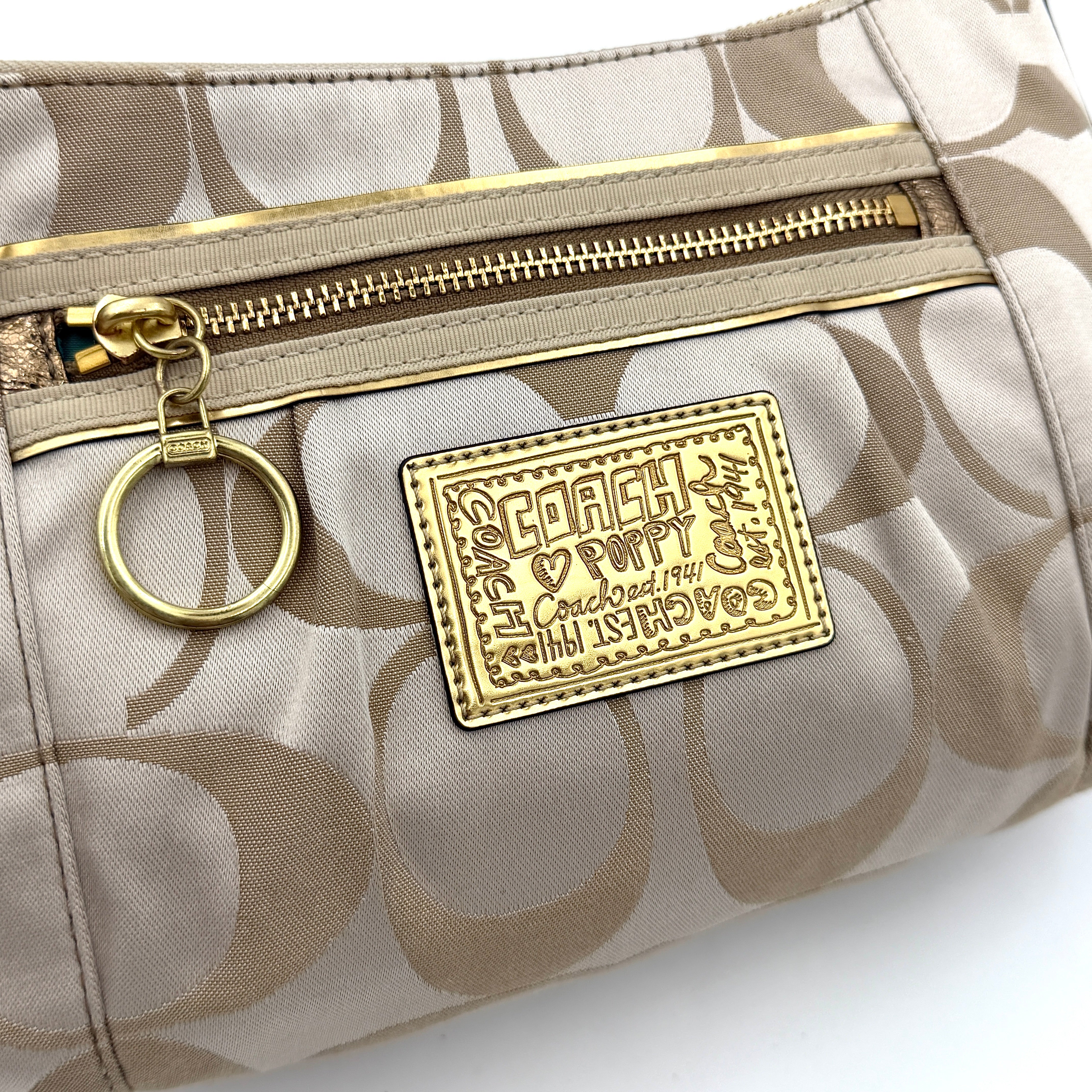Coach 2Way Poppy Shoulder Bag Beige/Gold