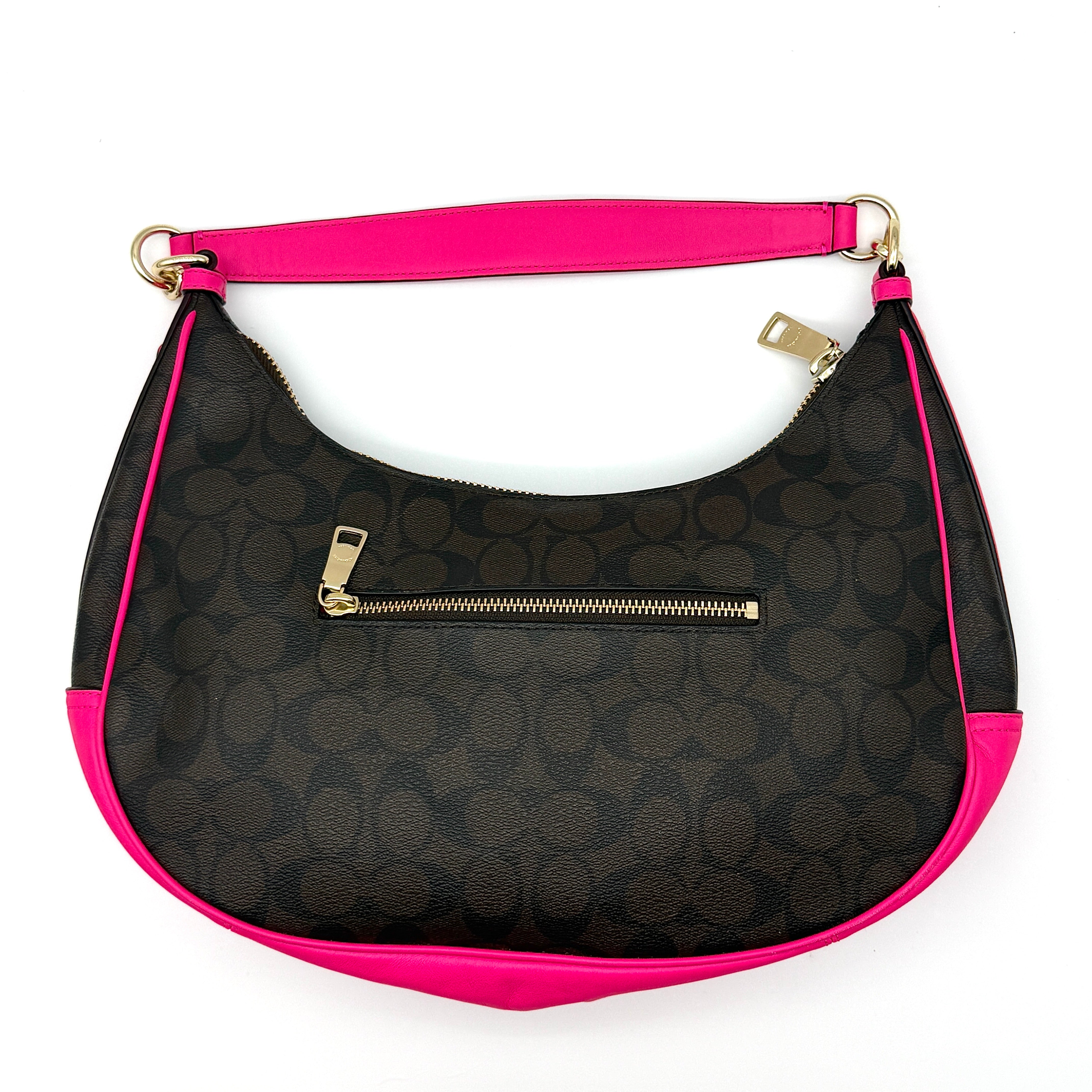 Coach 2Way Signature Hobo Canvas Shoulder Bag Brown/Pink