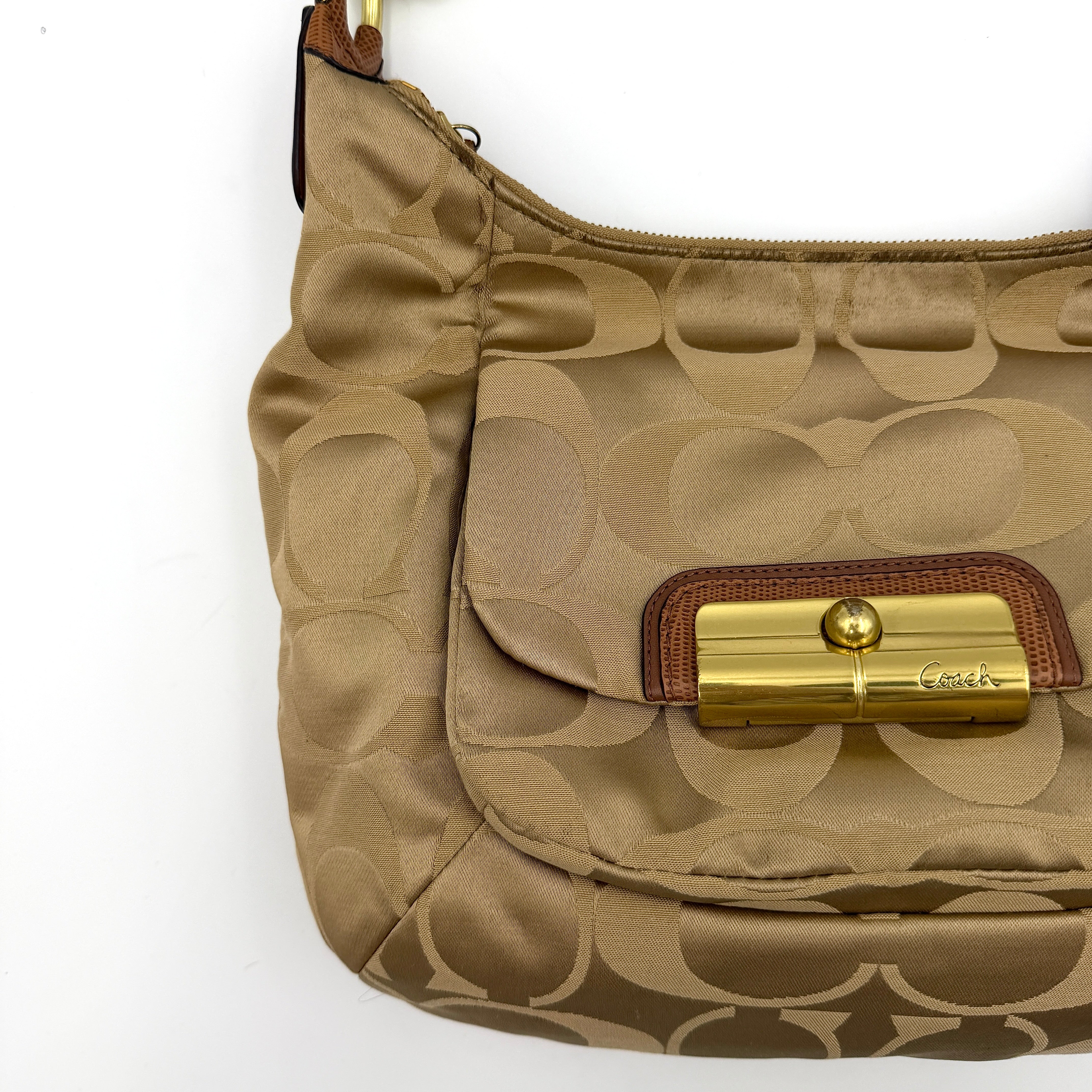 Coach 2Way Kristin Hobo Shoulder Bag Beige/Brown