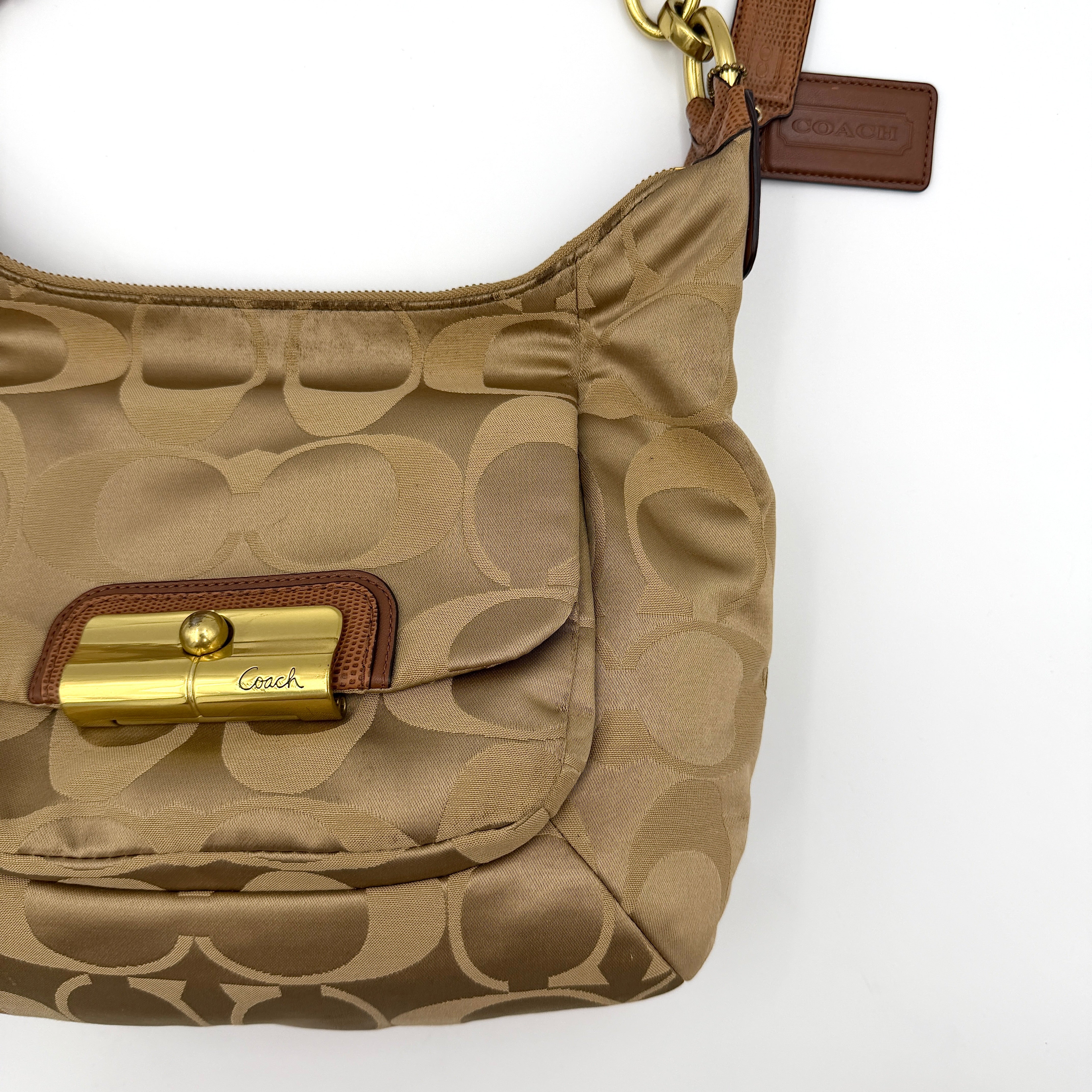 Coach 2Way Kristin Hobo Shoulder Bag Beige/Brown