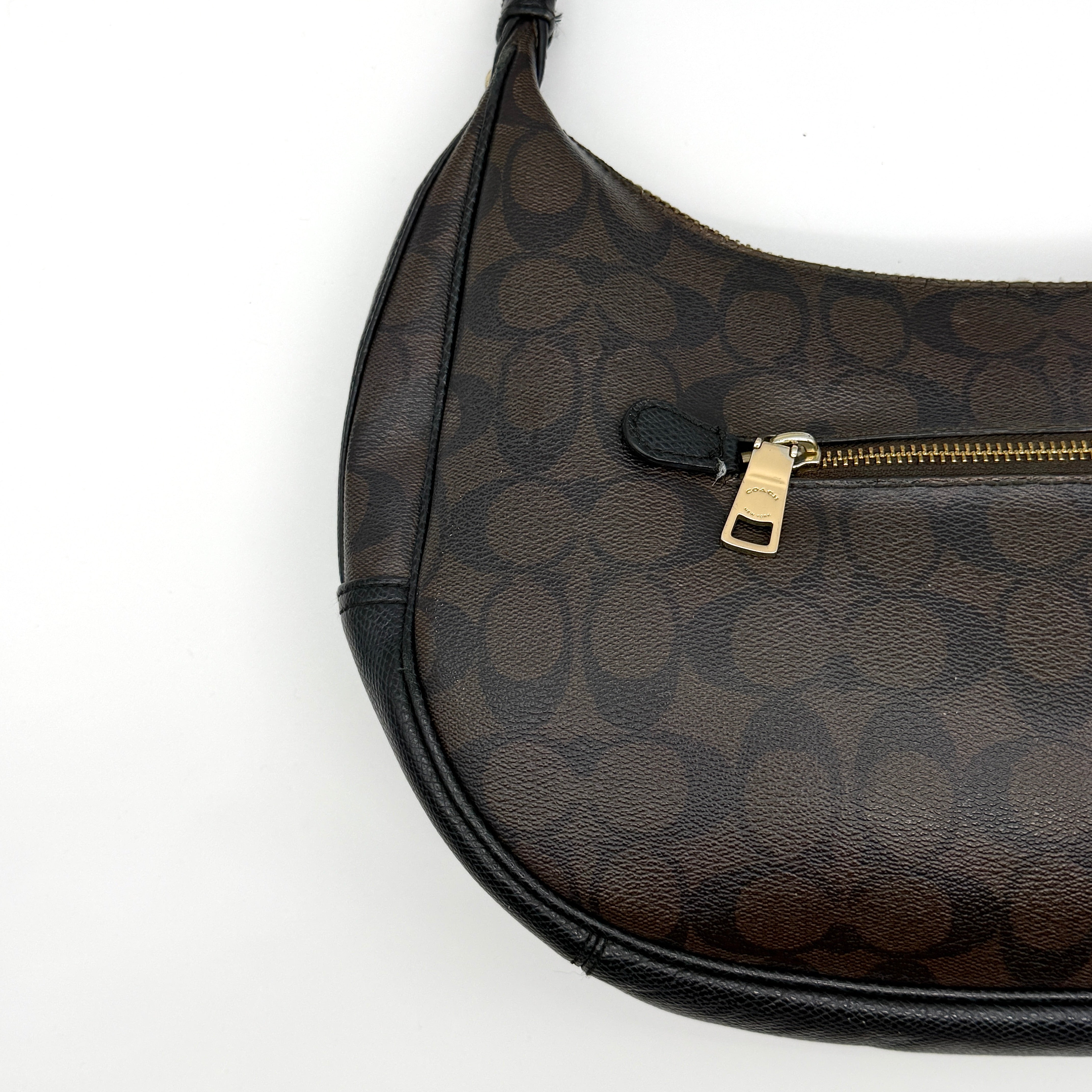 Coach Signature Hobo PVC Shoulder Bag Brown