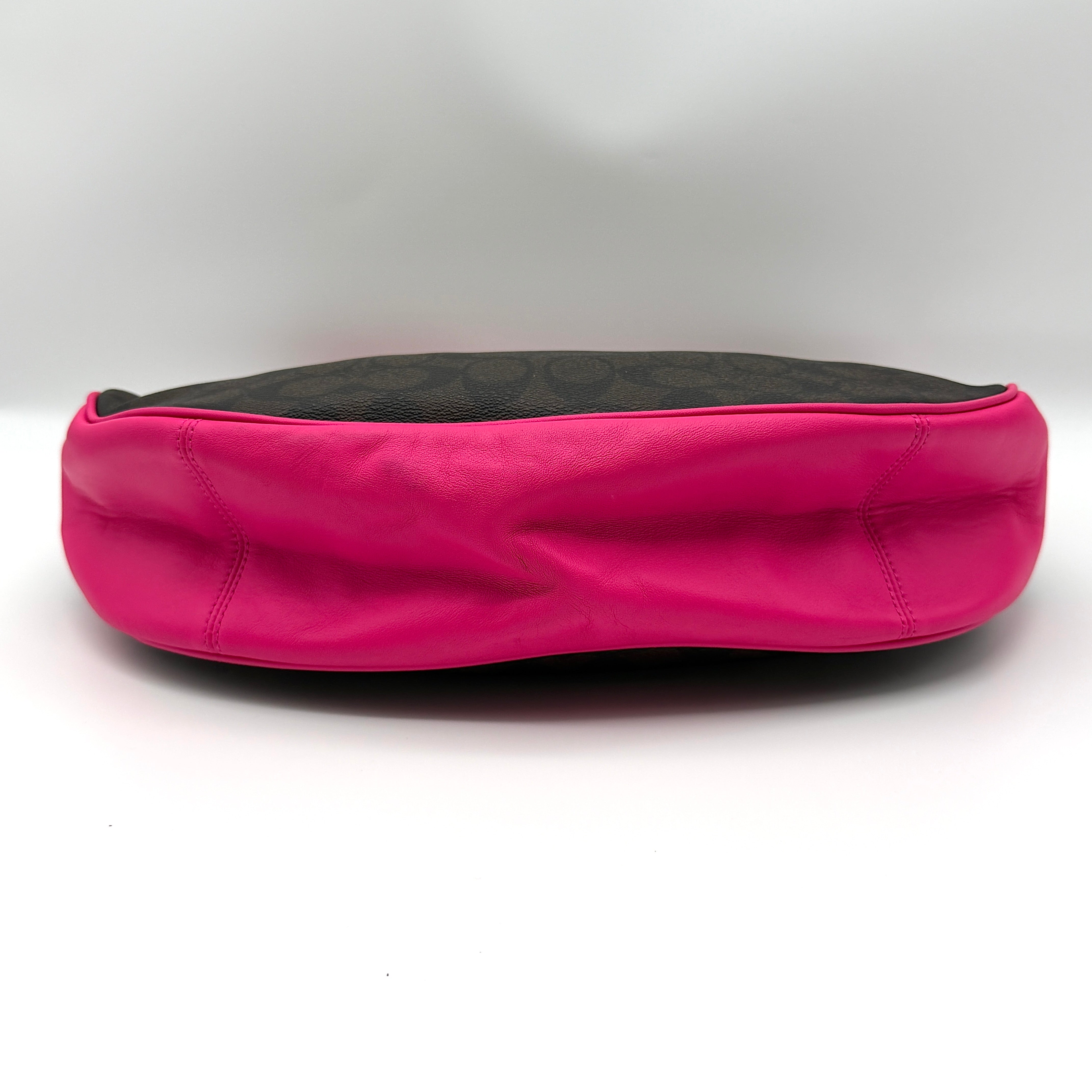 Coach 2Way Signature Hobo Canvas Shoulder Bag Brown/Pink