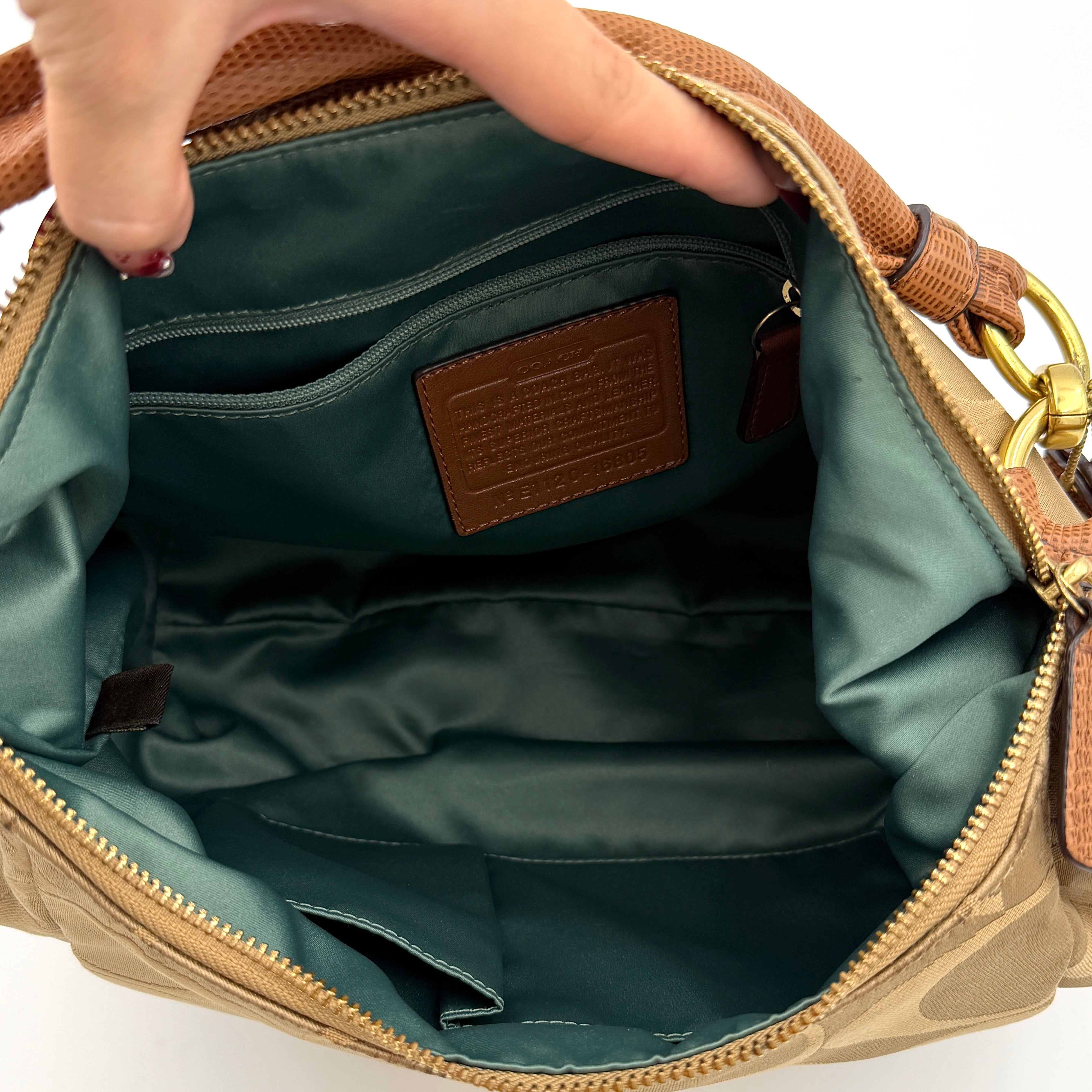 Coach 2Way Kristin Hobo Shoulder Bag Beige/Brown