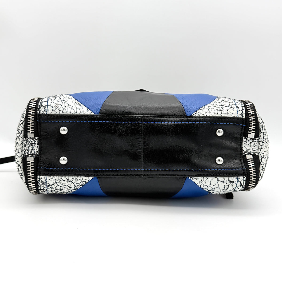Diesel Le-Zipper 2Way Color-Block Leather Handbag Multicolor