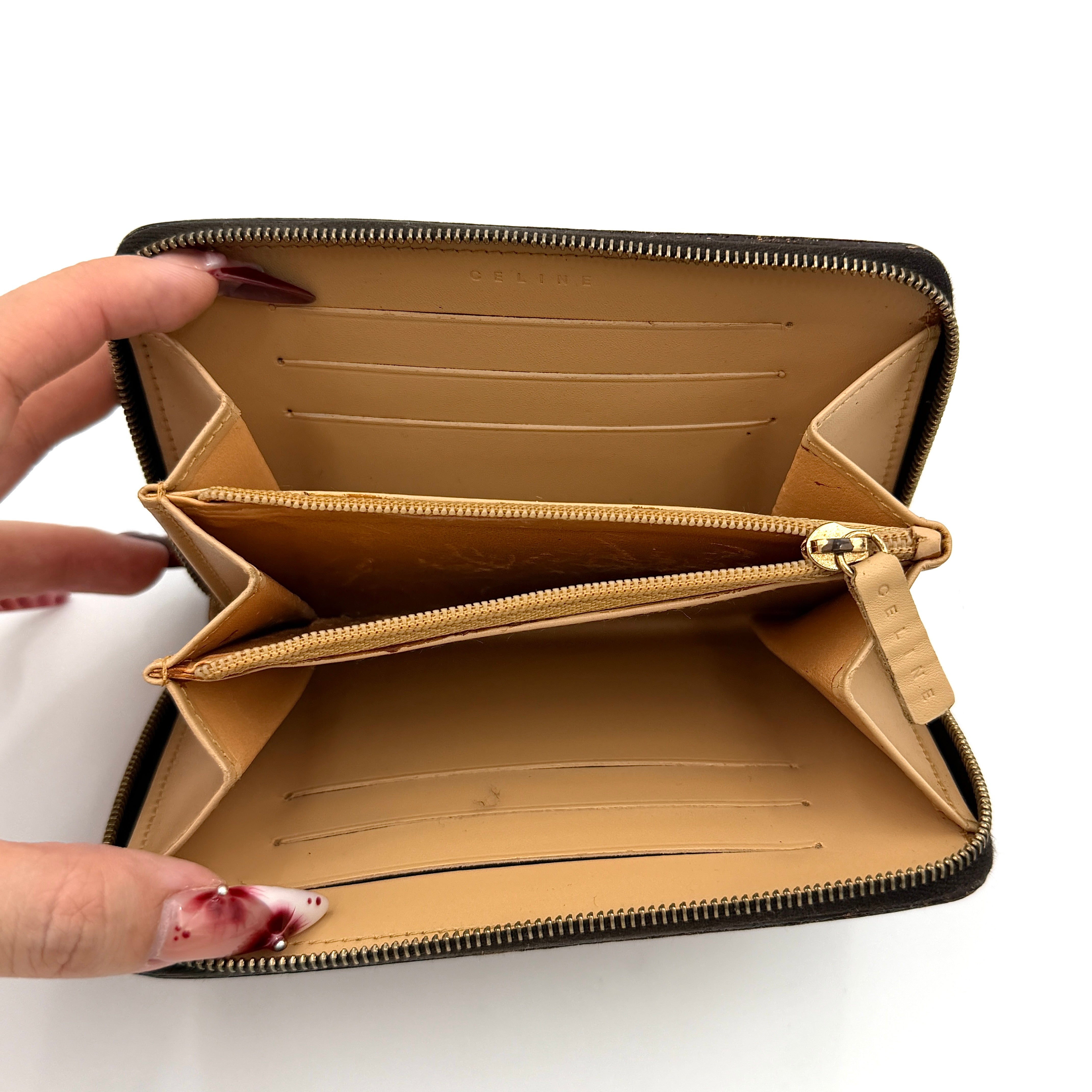 Celine Macadam Zip Wallet Brown