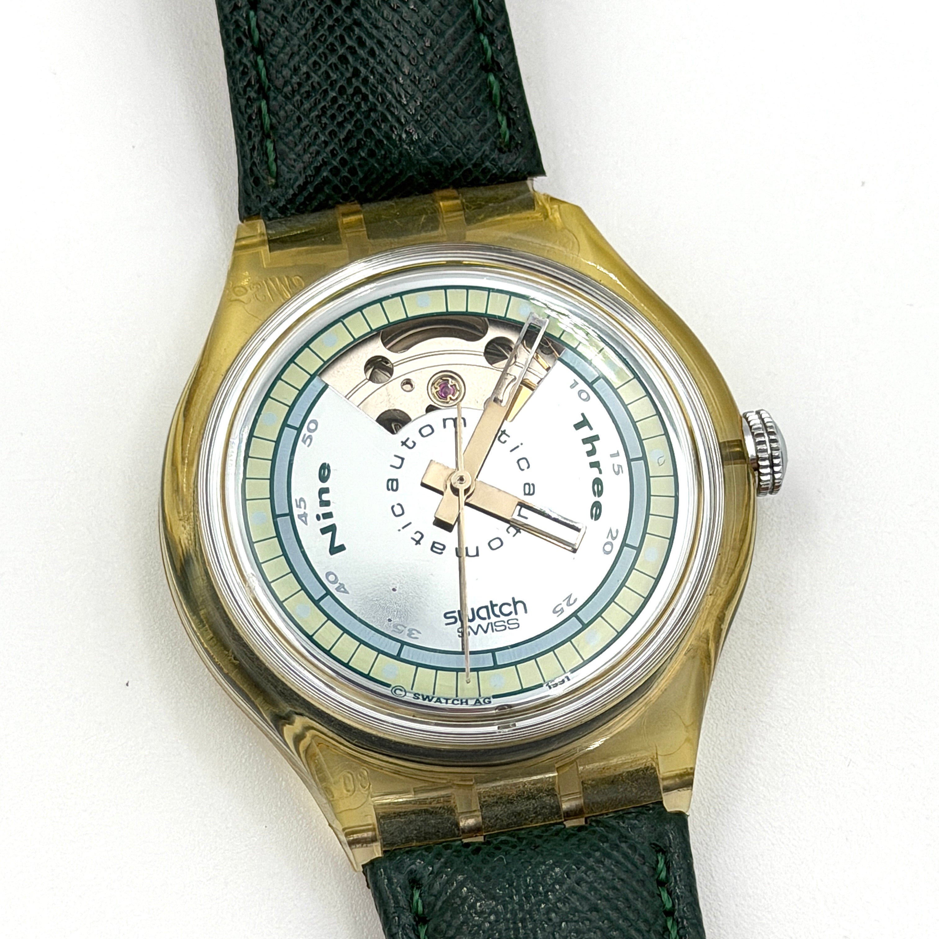 Swatch Swiss SAK100 Watch Dark Green