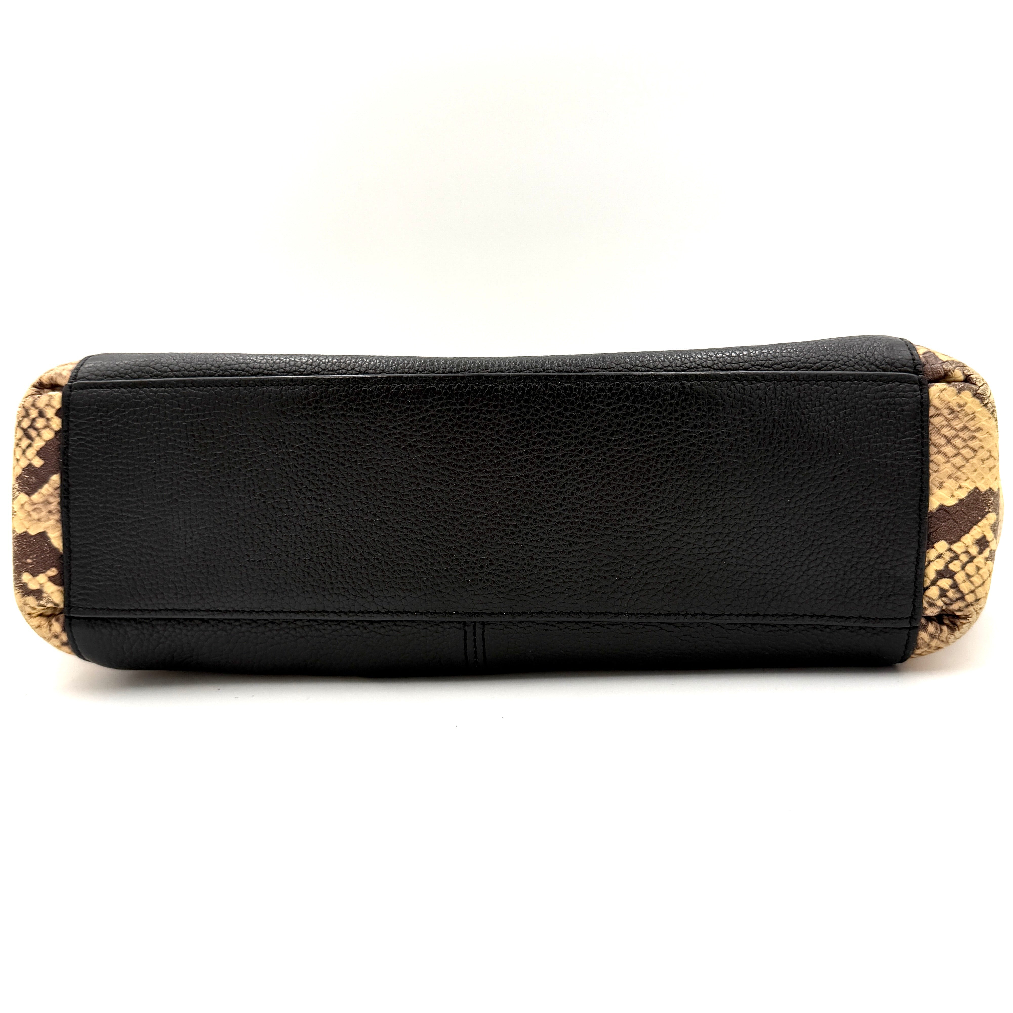 Coach 2Way Christie Carryall Snake Embossed Shoulder Bag Black