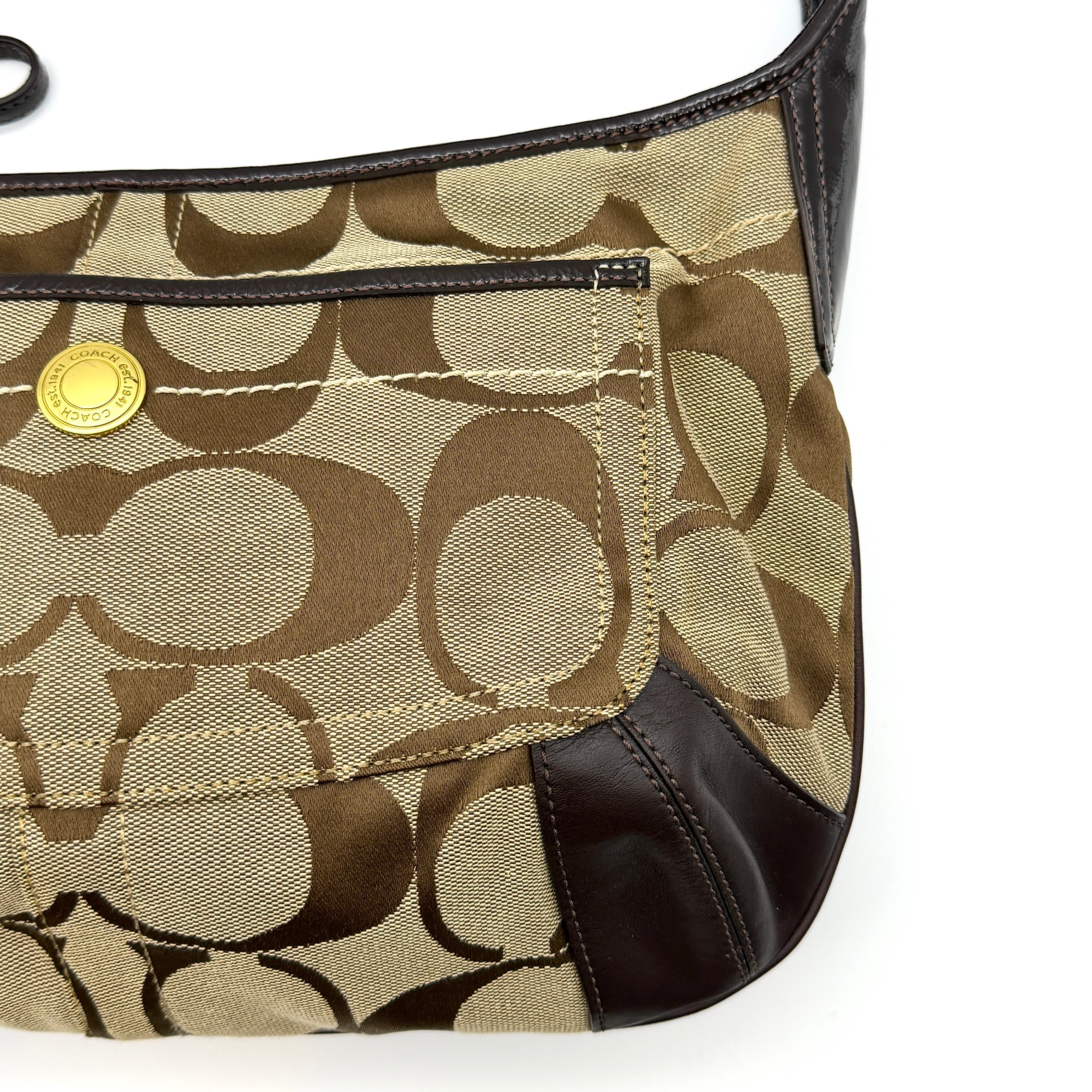 Coach Signature Ergo Shoulder Bag Beige/Brown