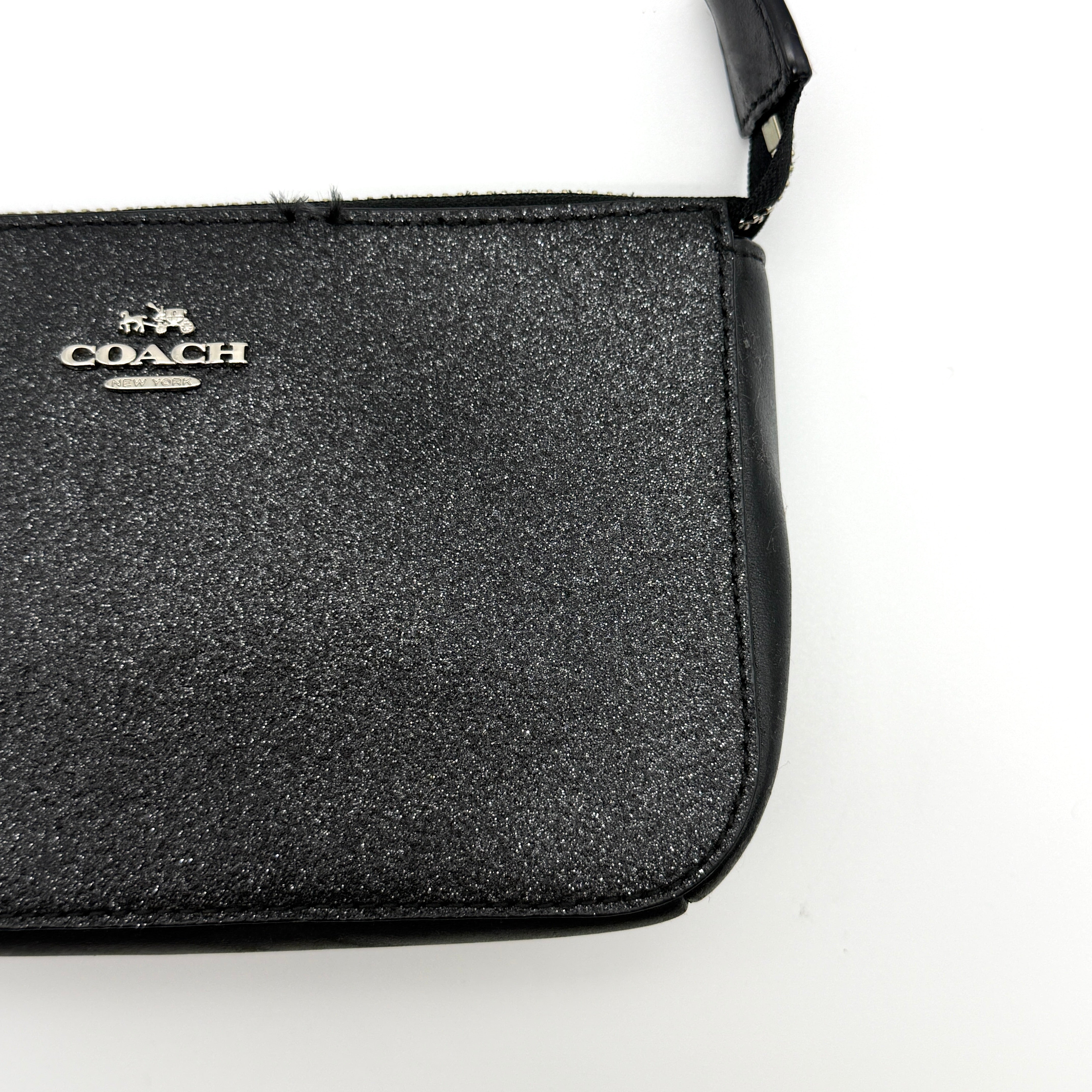Coach Pebble Glitter Nolita 19 Shoulder Bag Black