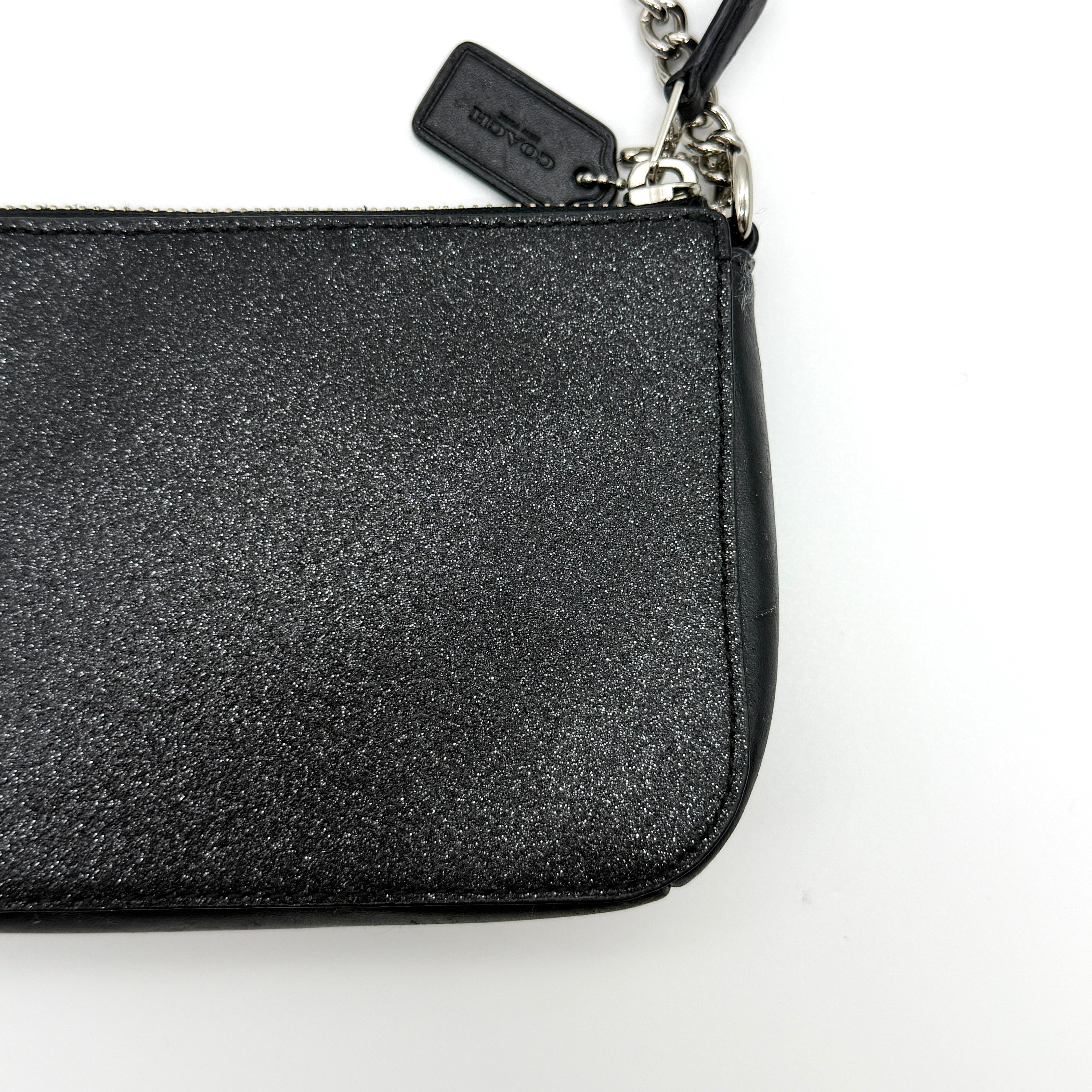 Coach Pebble Glitter Nolita 19 Shoulder Bag Black