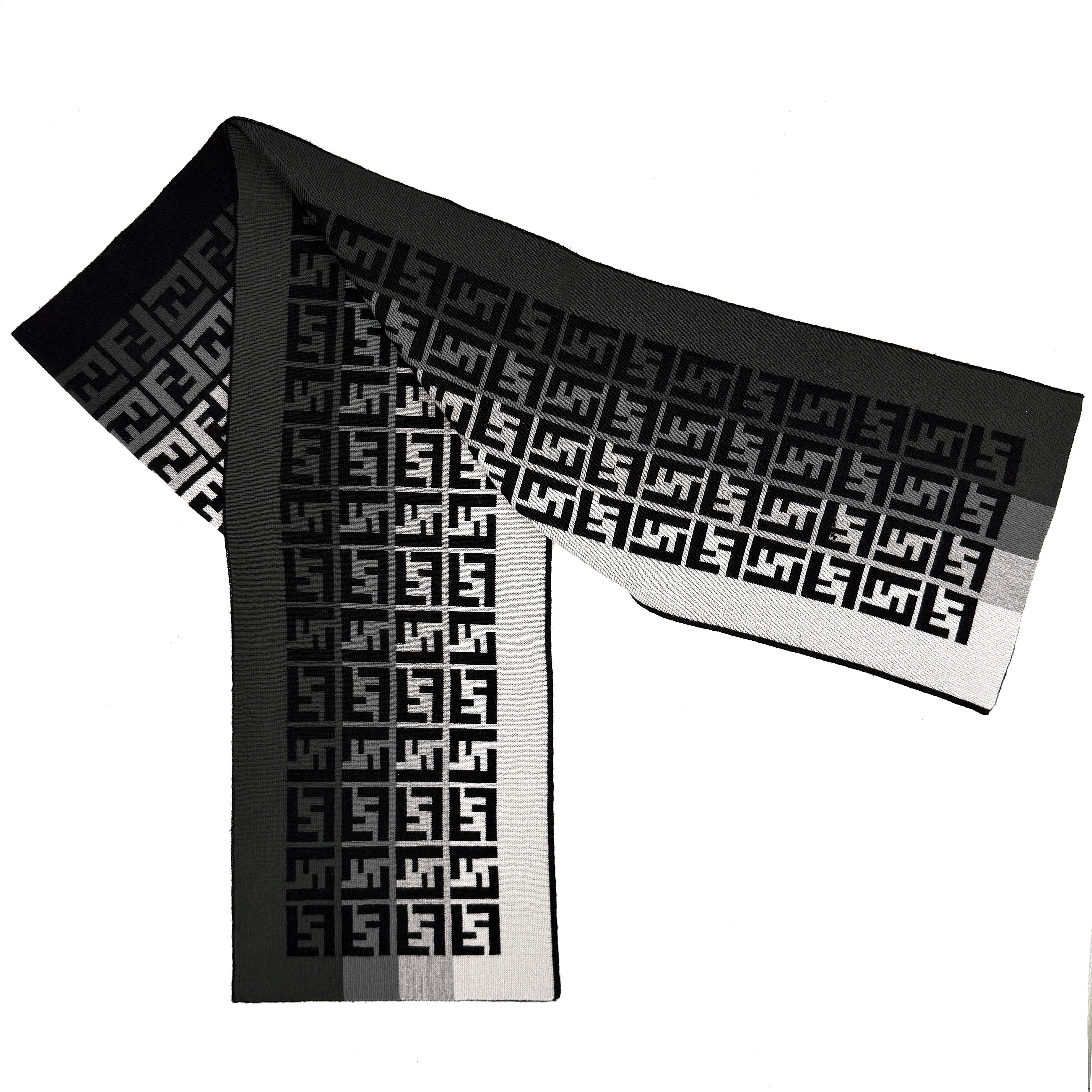 Fendi FF Zucca Gradient Wool Scarf Black/Grey