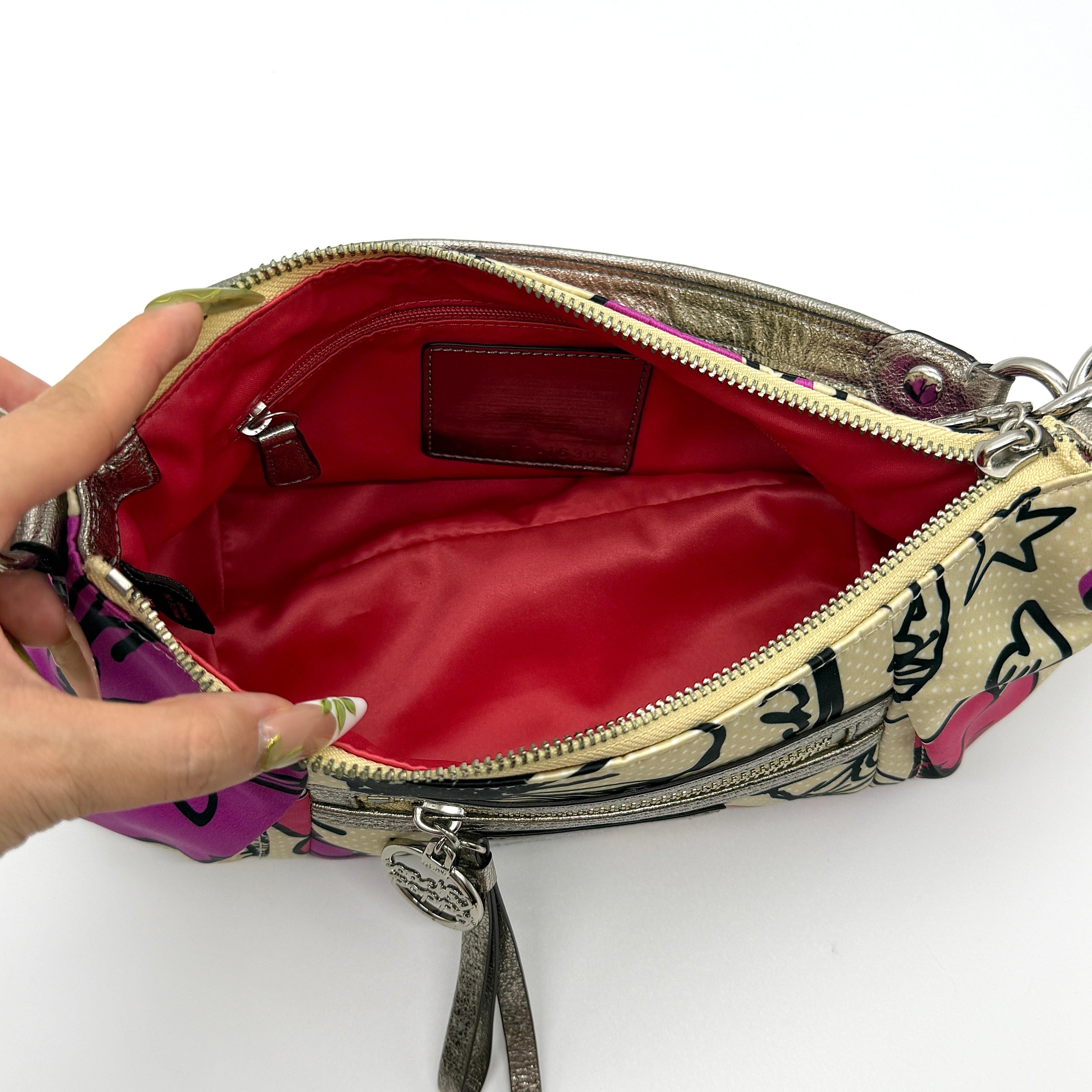 Coach 2Way Multicolour Satin Poppy Shoulder Bag Multi