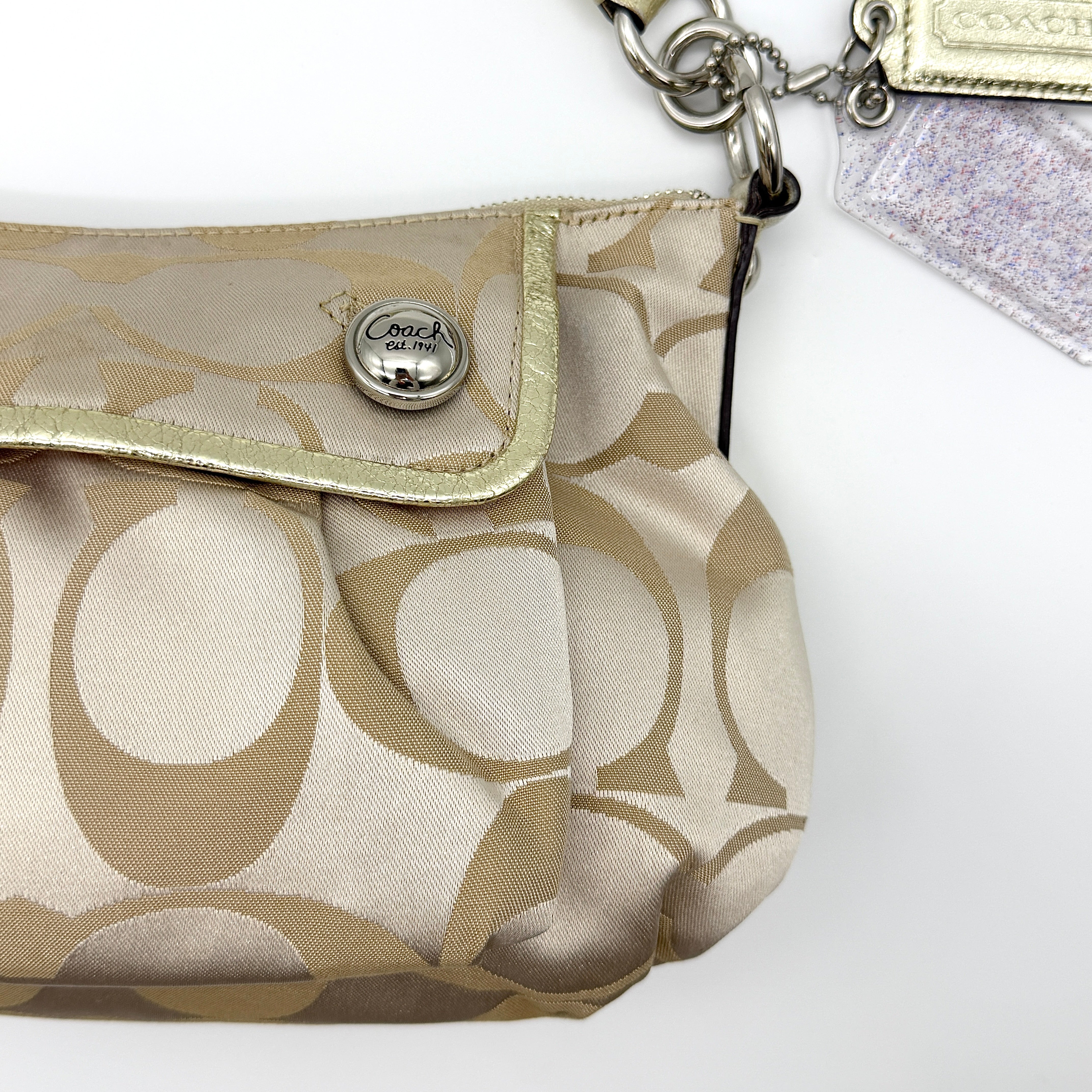 Coach 2Way Signature Shoulder Bag Cream/Gold