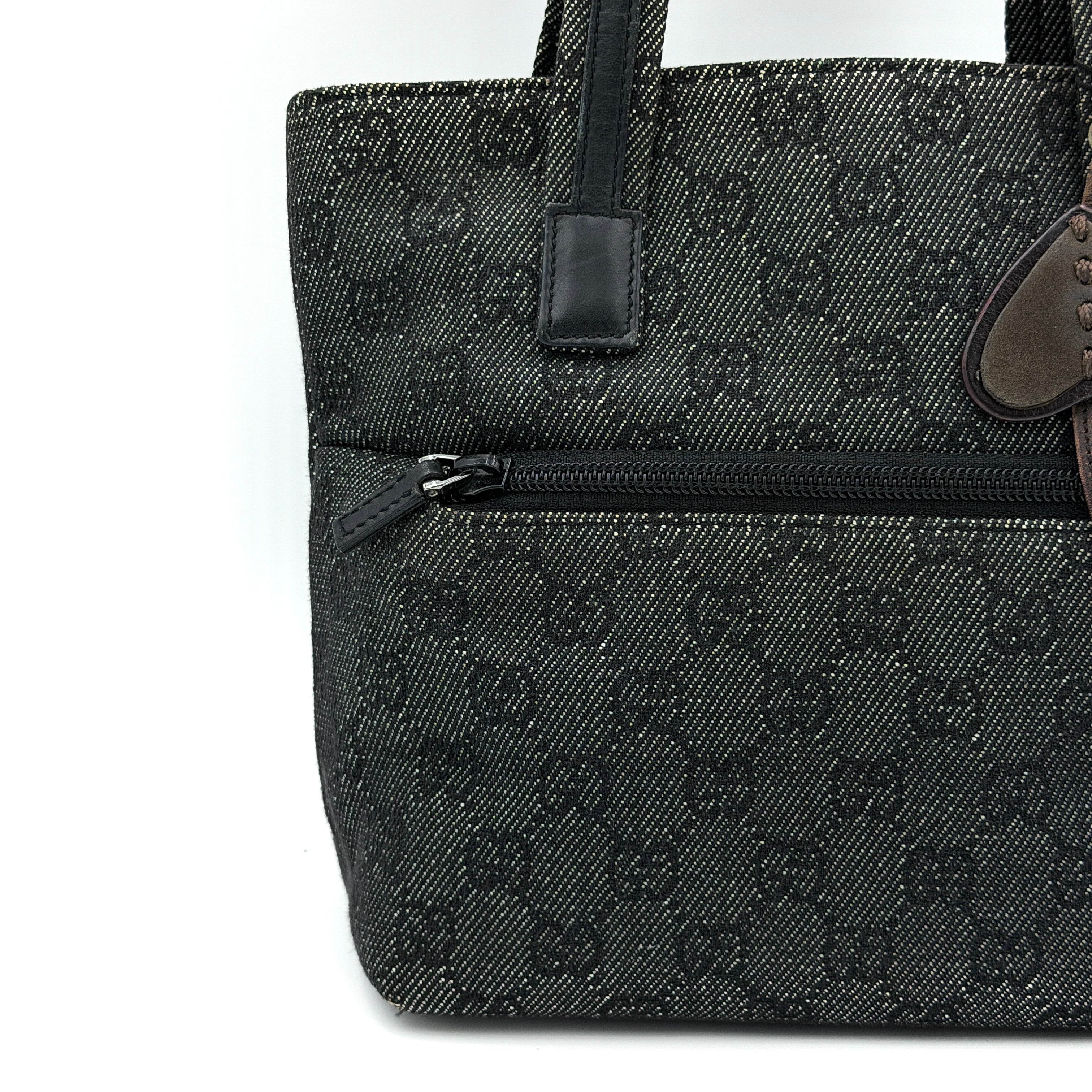 Gucci GG Monogram Heart Mini Tote Bag Black