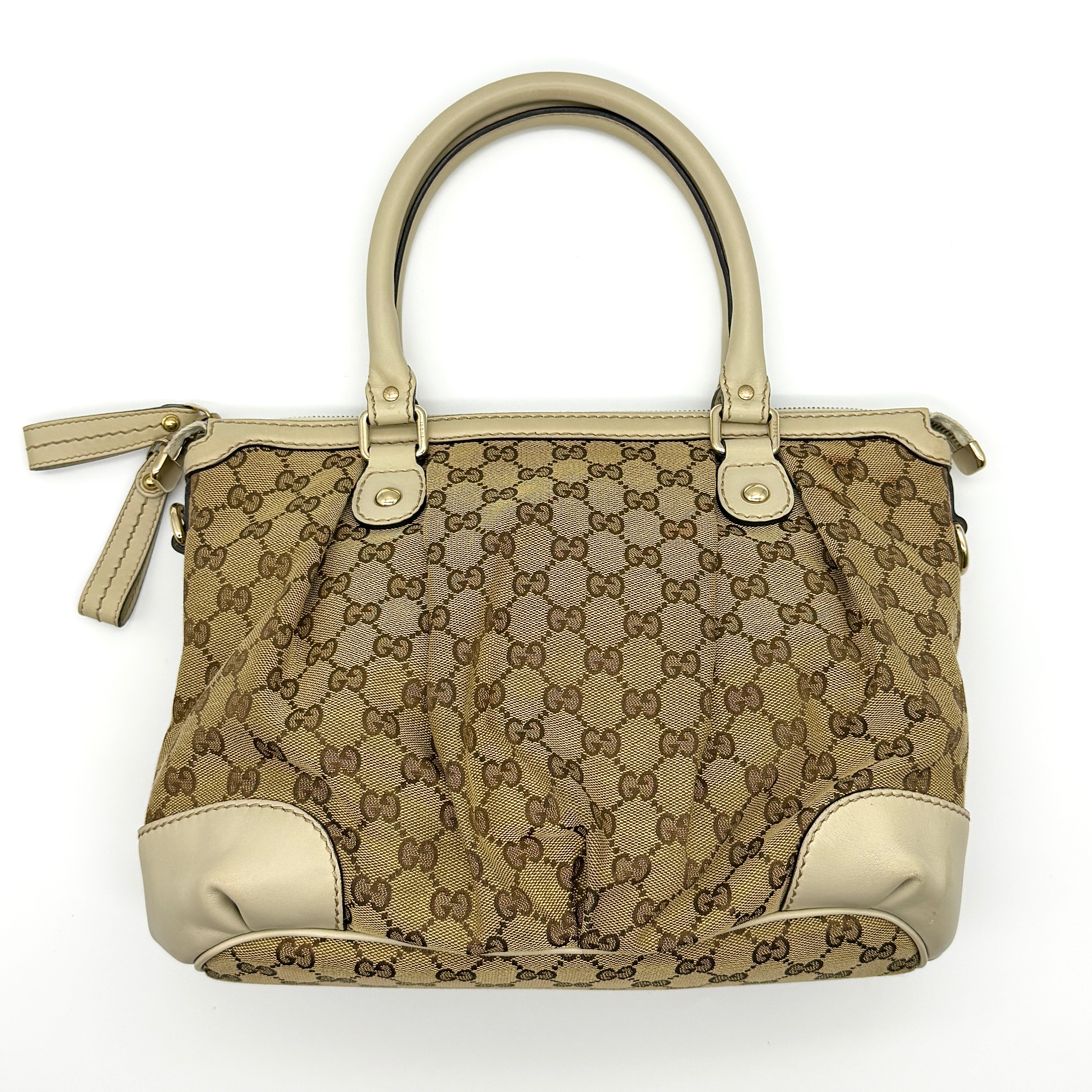 Gucci 2Way GG Monogram Sukey Shoulder Bag Beige/White