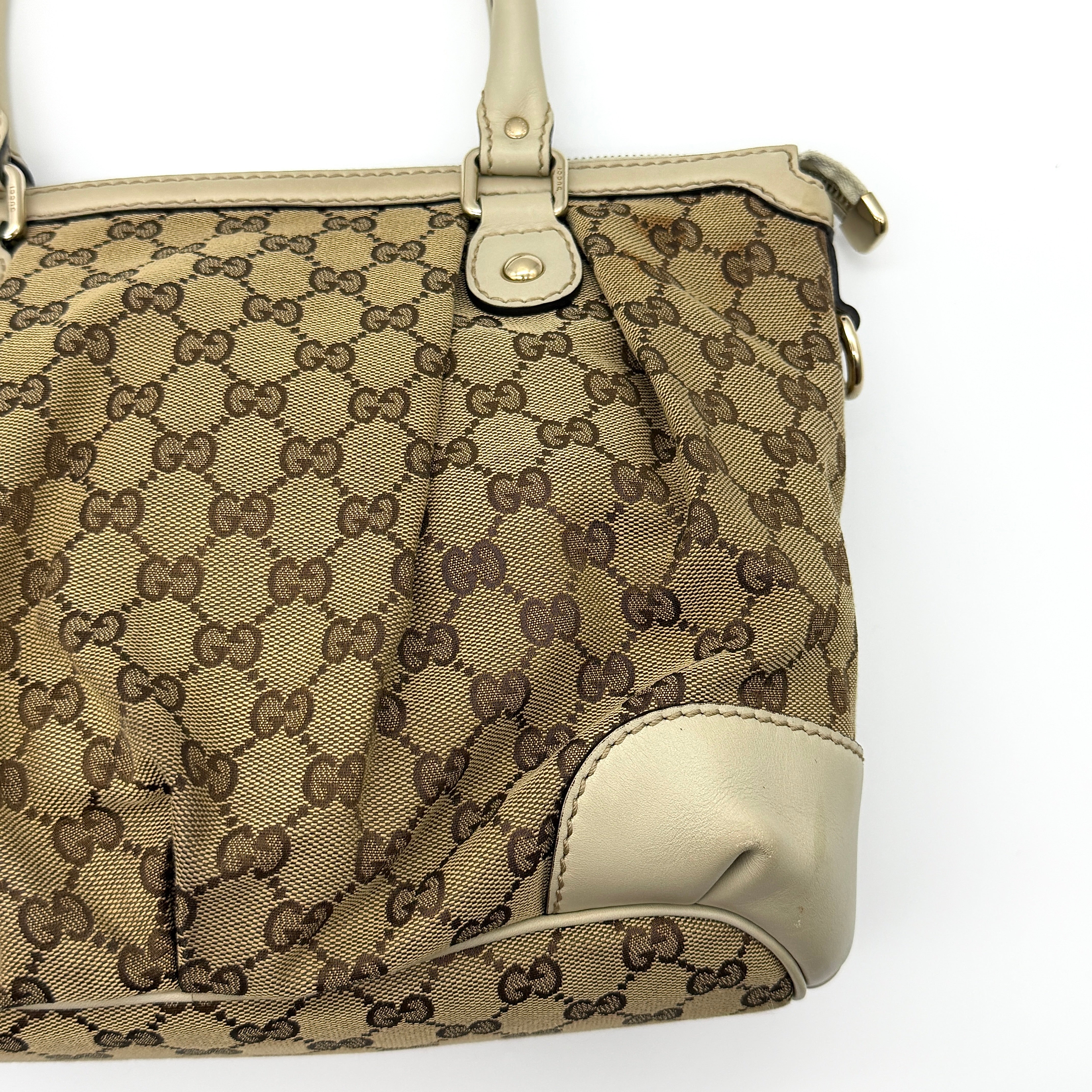 Gucci 2Way GG Monogram Sukey Shoulder Bag Beige/White