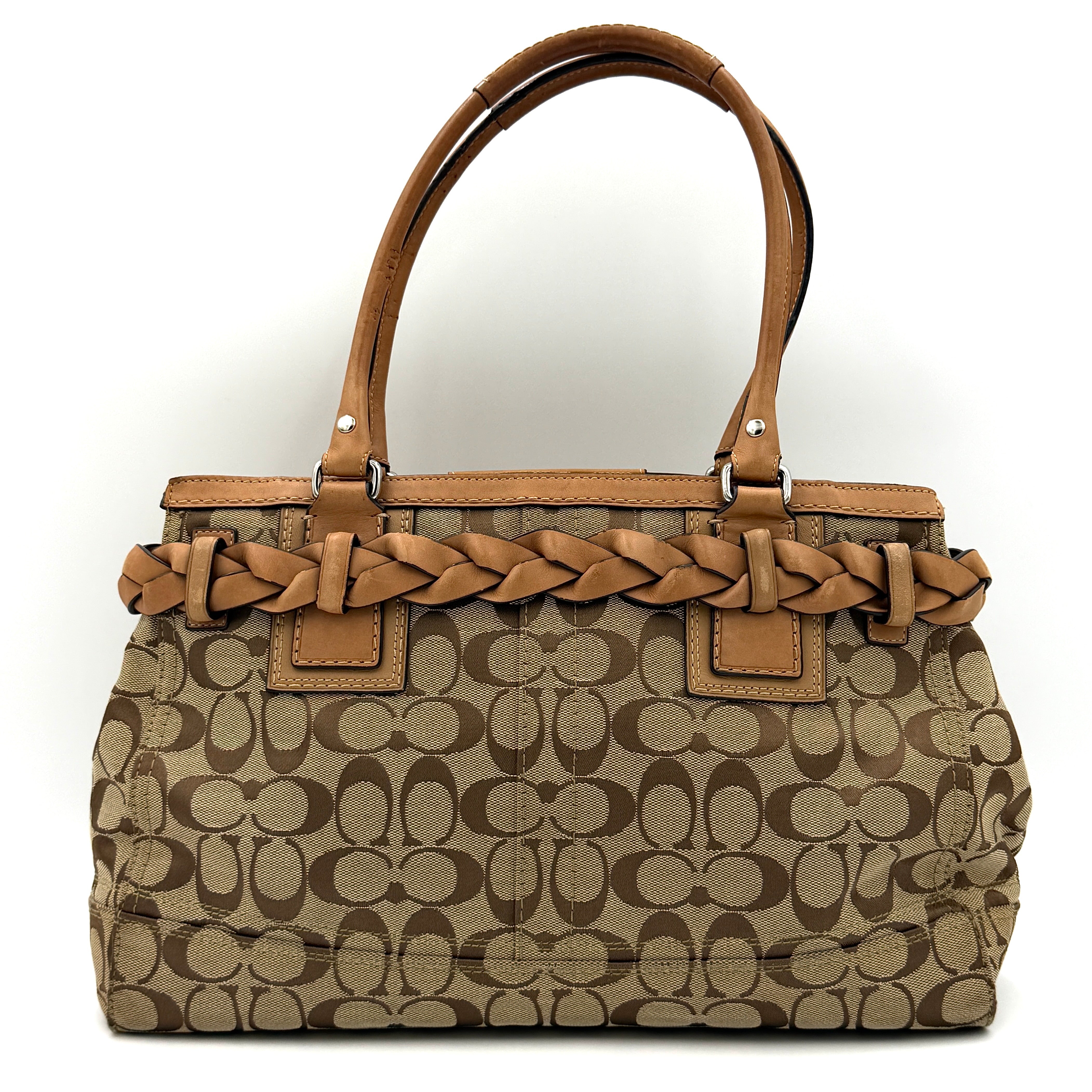 Coach Signature Hampton Carryall Shoulder Bag Beige/Tan