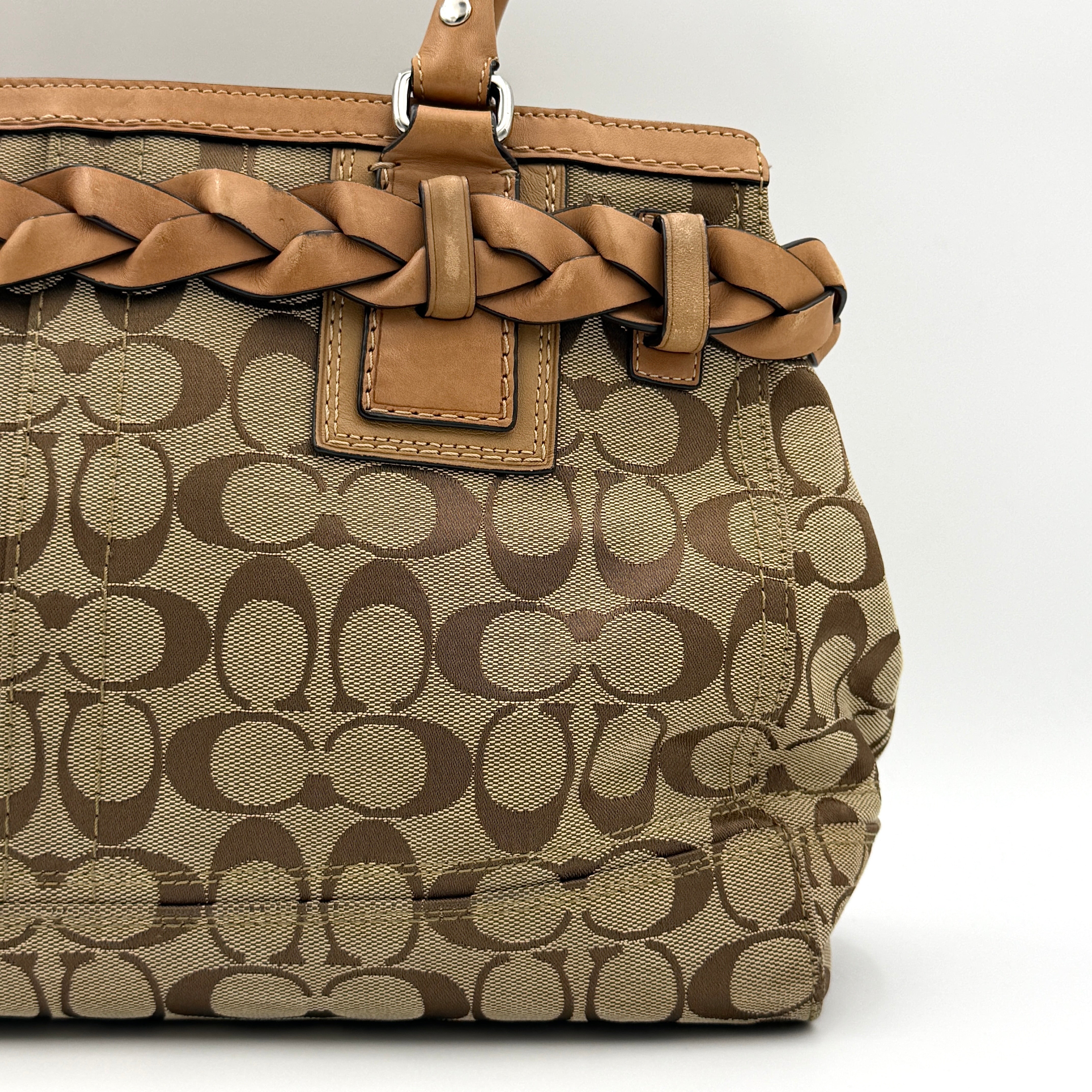 Coach Signature Hampton Carryall Shoulder Bag Beige/Tan
