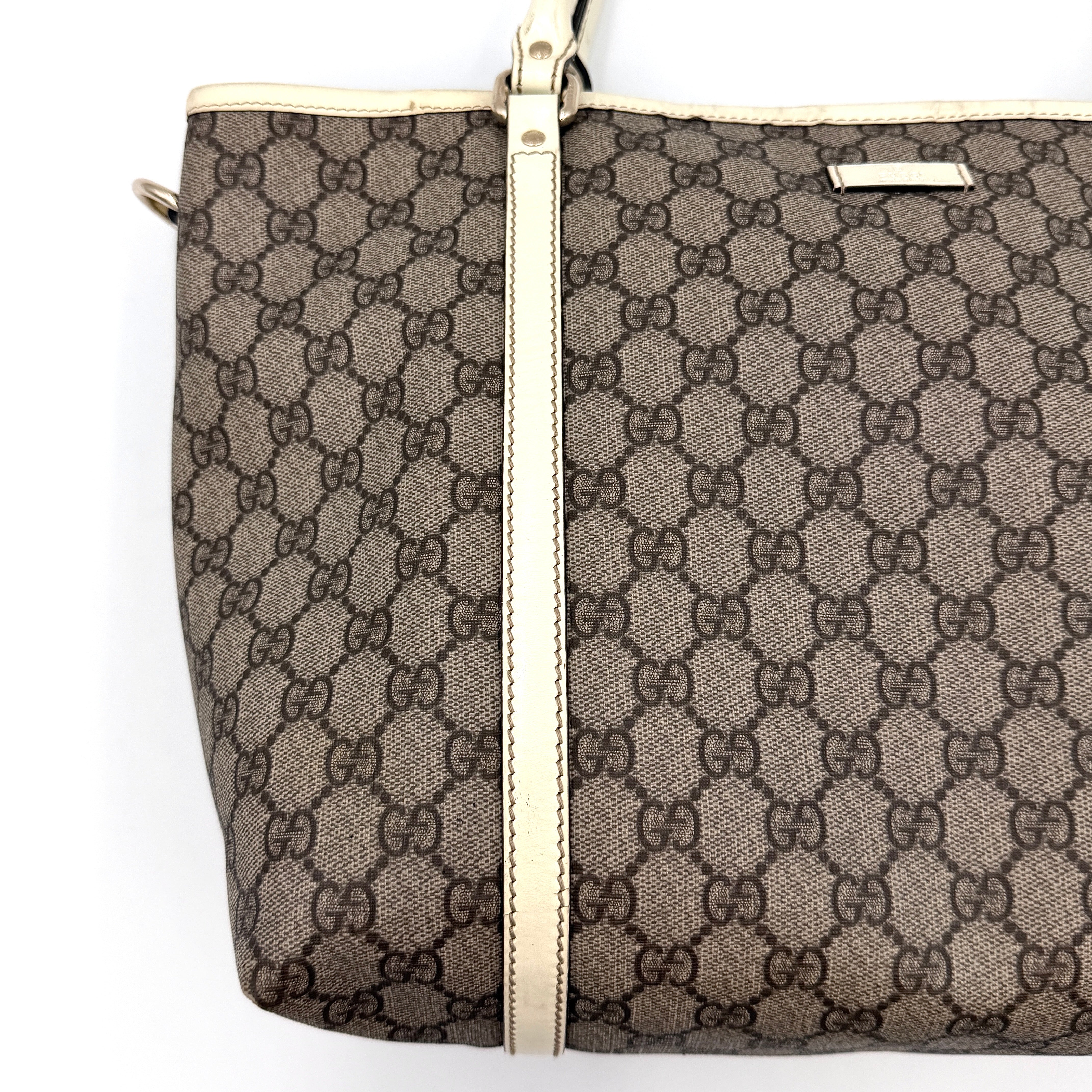Gucci GG Monogram Supreme PVC Tote Bag Beige/Gold