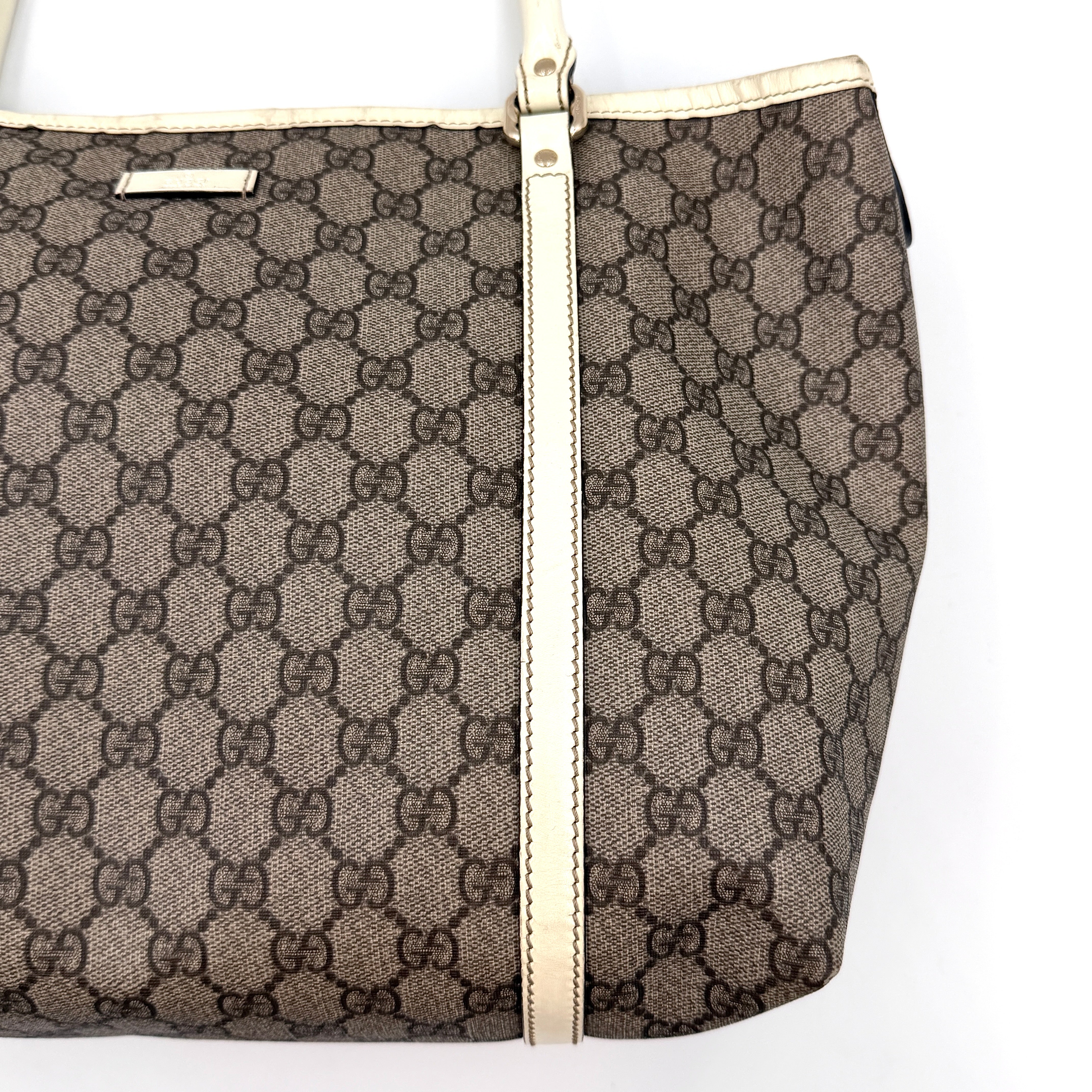 Gucci GG Monogram Supreme PVC Tote Bag Beige/Gold