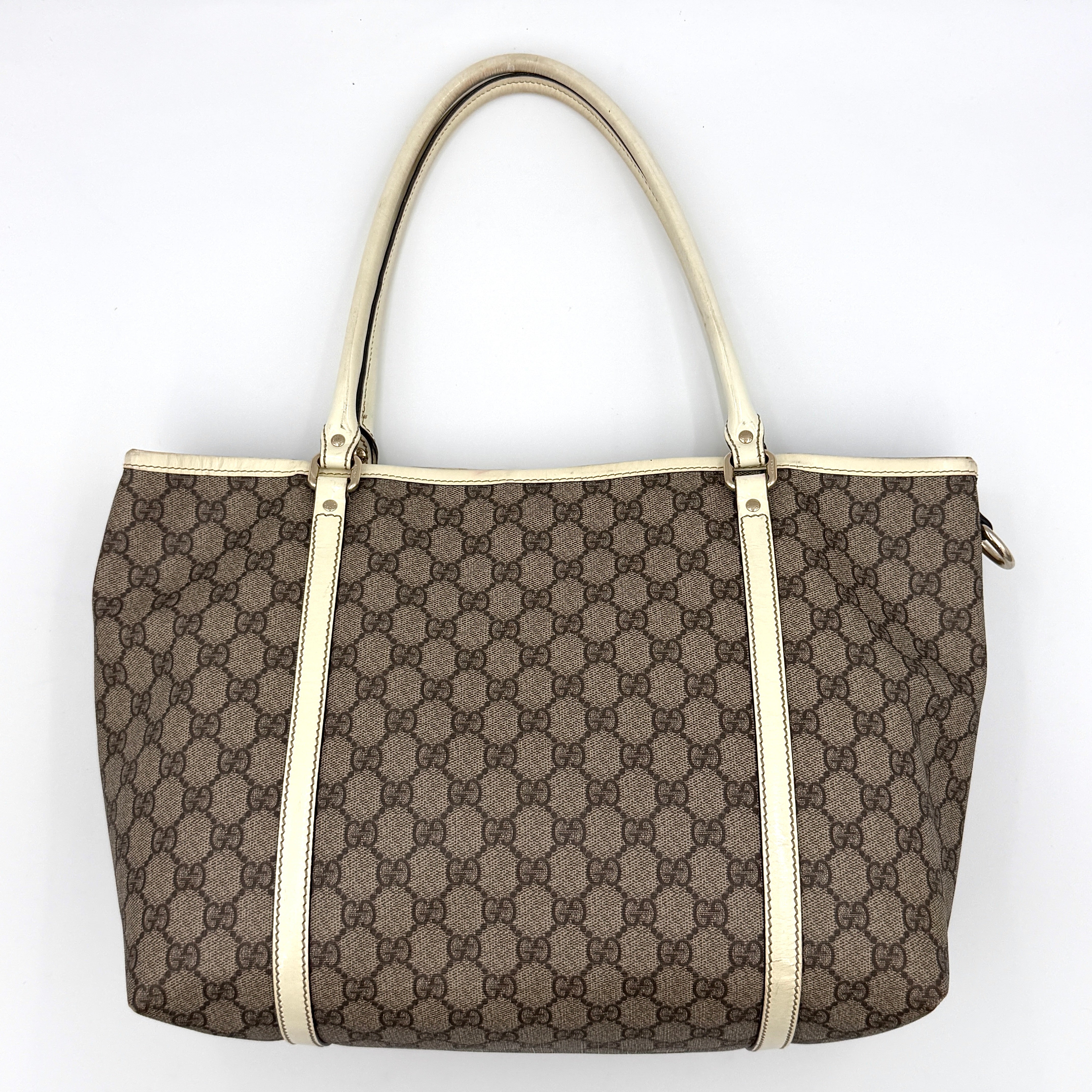 Gucci GG Monogram Supreme PVC Tote Bag Beige/Gold