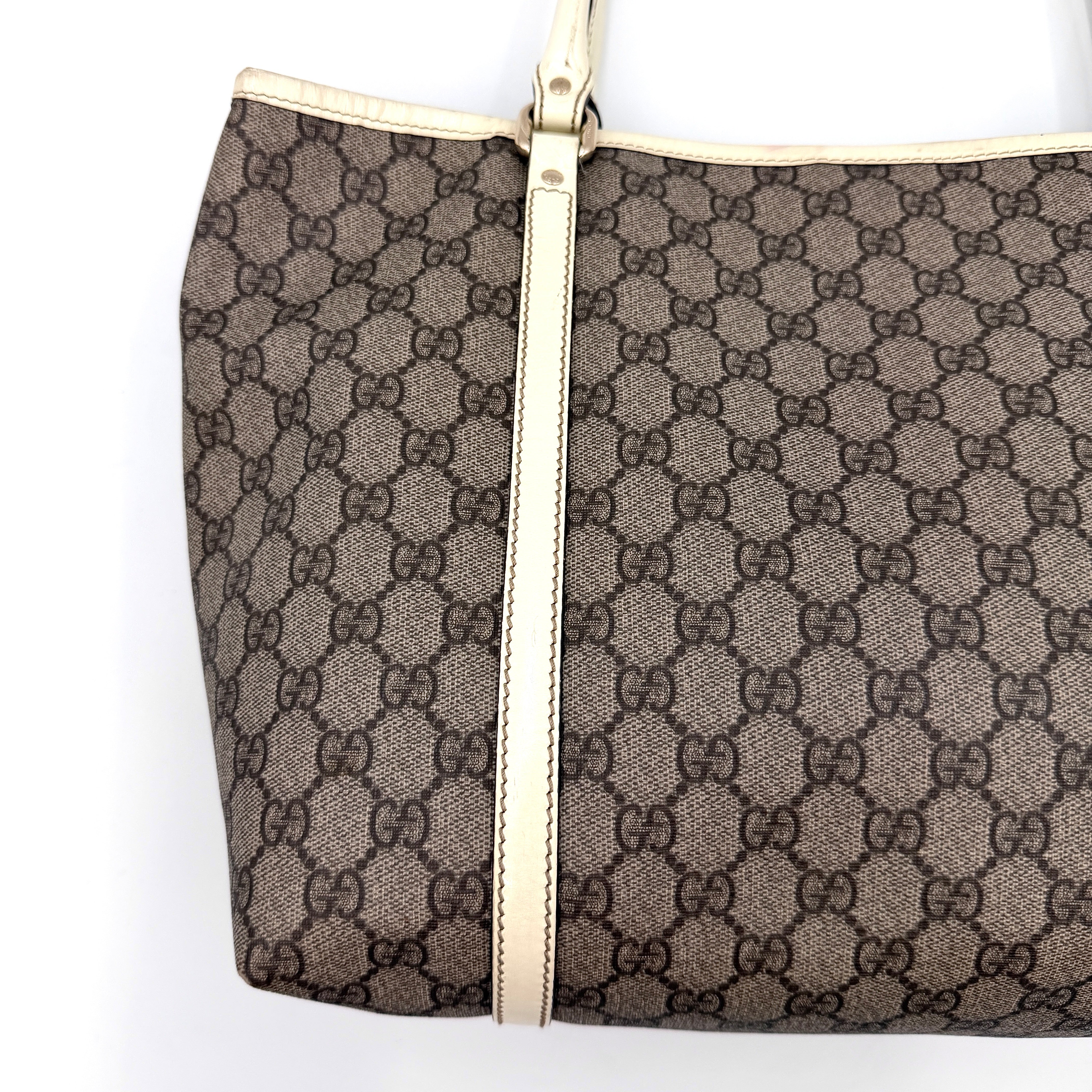 Gucci GG Monogram Supreme PVC Tote Bag Beige/Gold